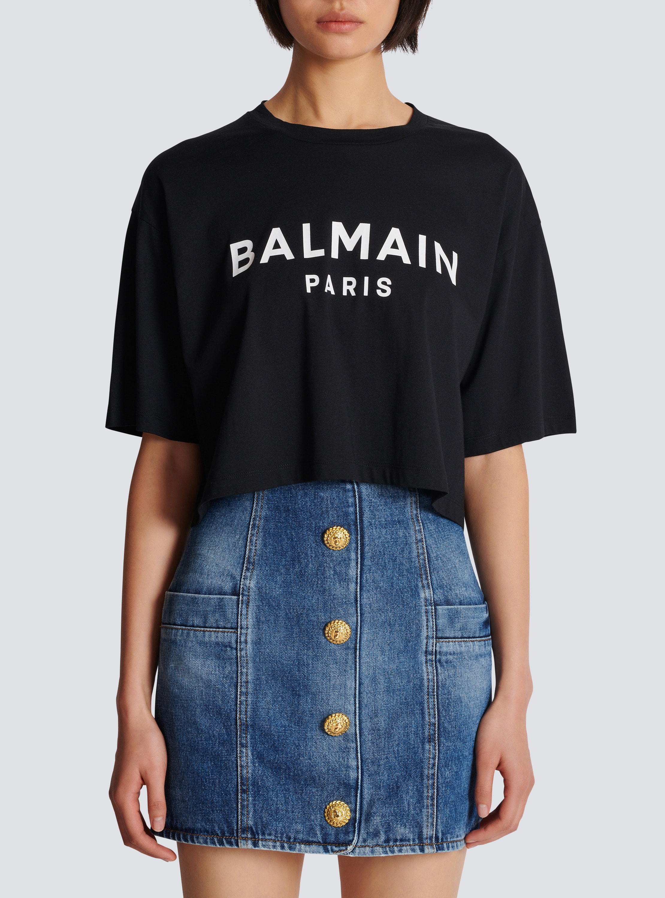 T-shirt with Balmain Paris print black - Women | BALMAIN