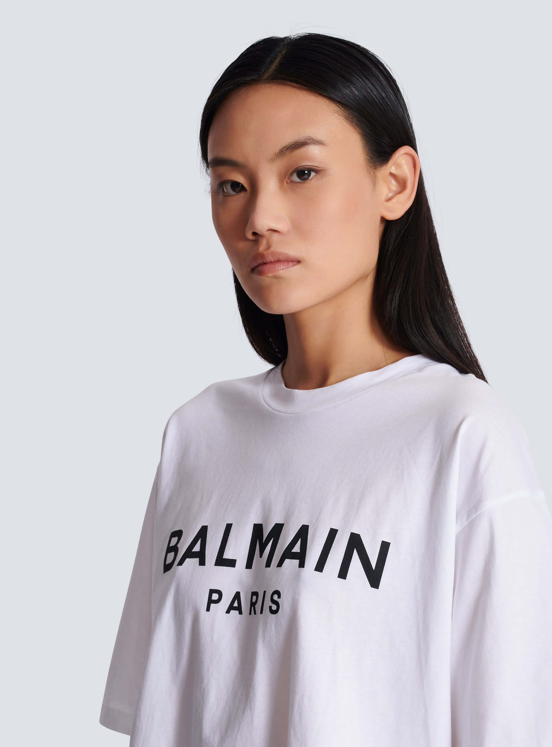 midnat privat Forøge Eco-responsible cropped cotton T-shirt with Balmain logo print white -  Women | BALMAIN