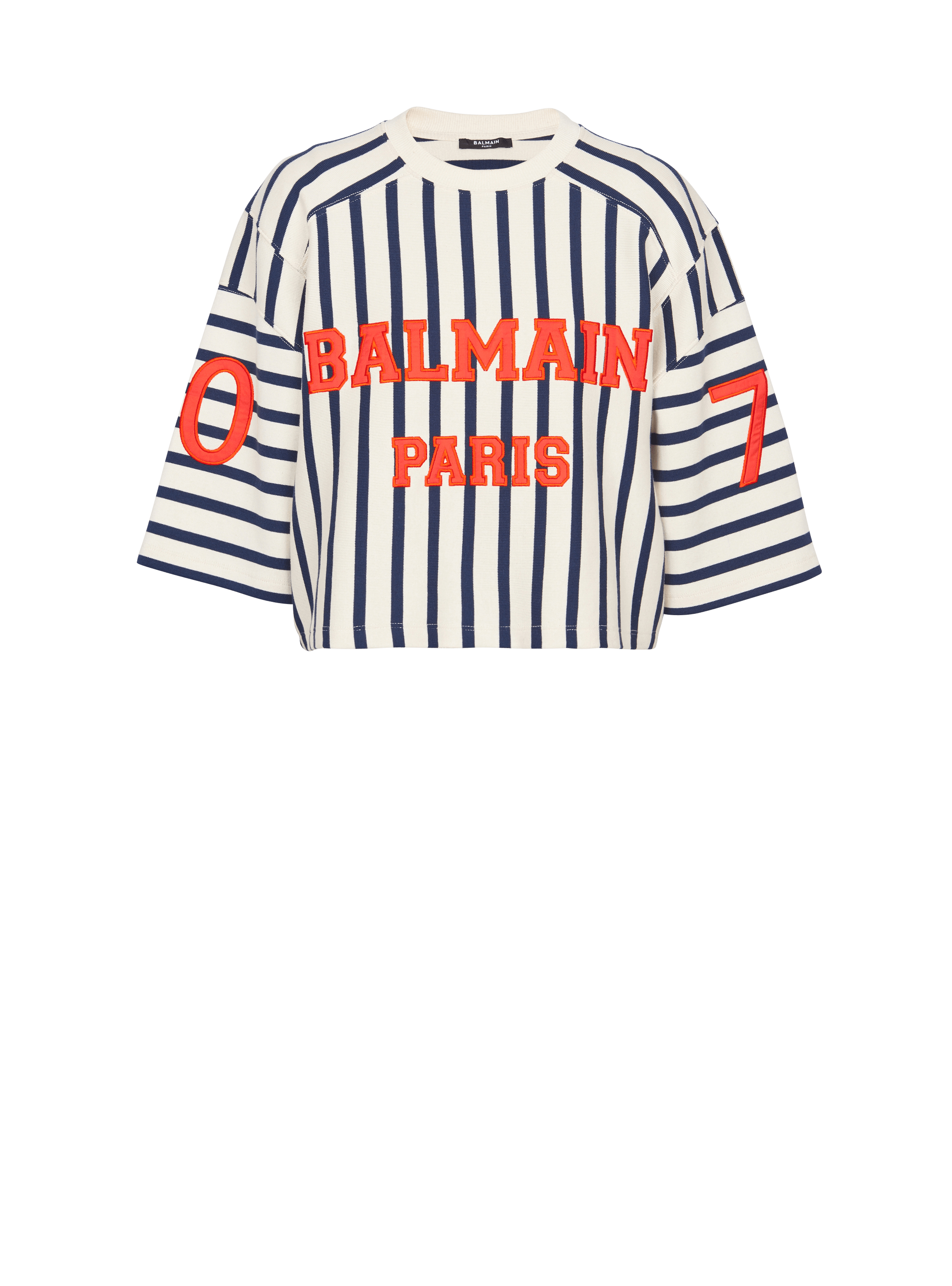 Kurzes Balmain Baseball-T-Shirt, multicolor, hi-res