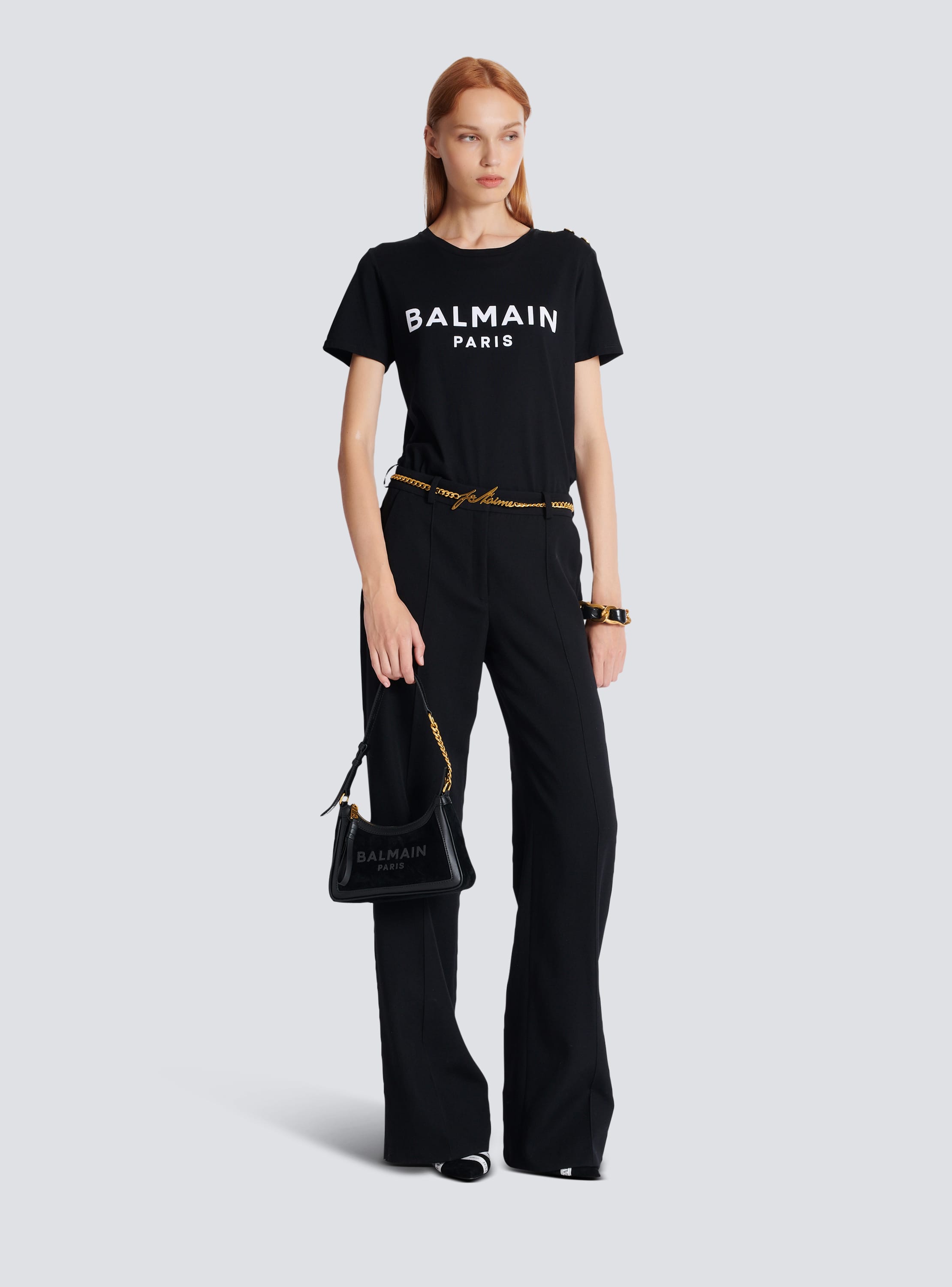 Balmain Paris 프린트 장식 티셔츠