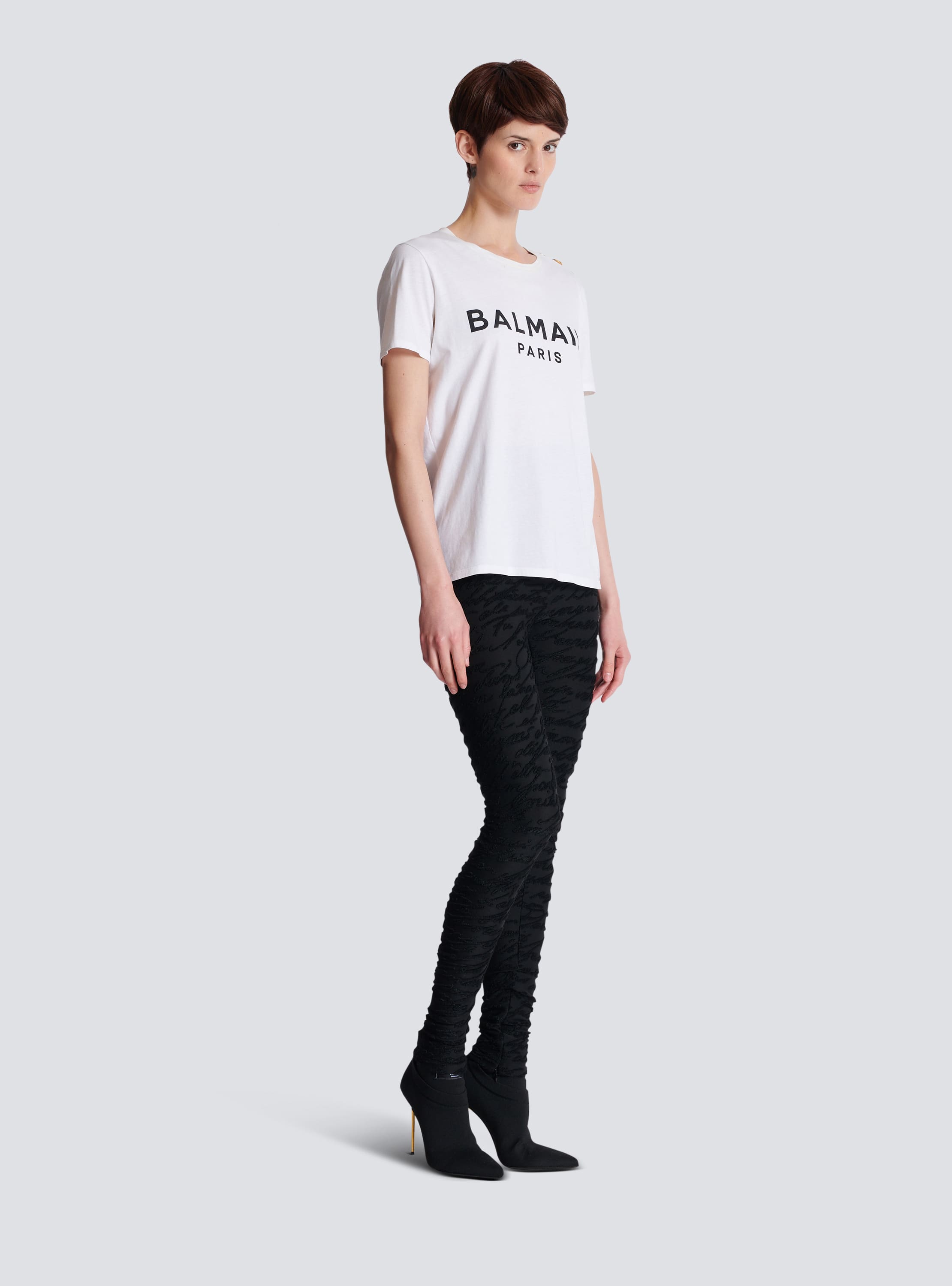 T shirt with Balmain Paris print Women BALMAIN