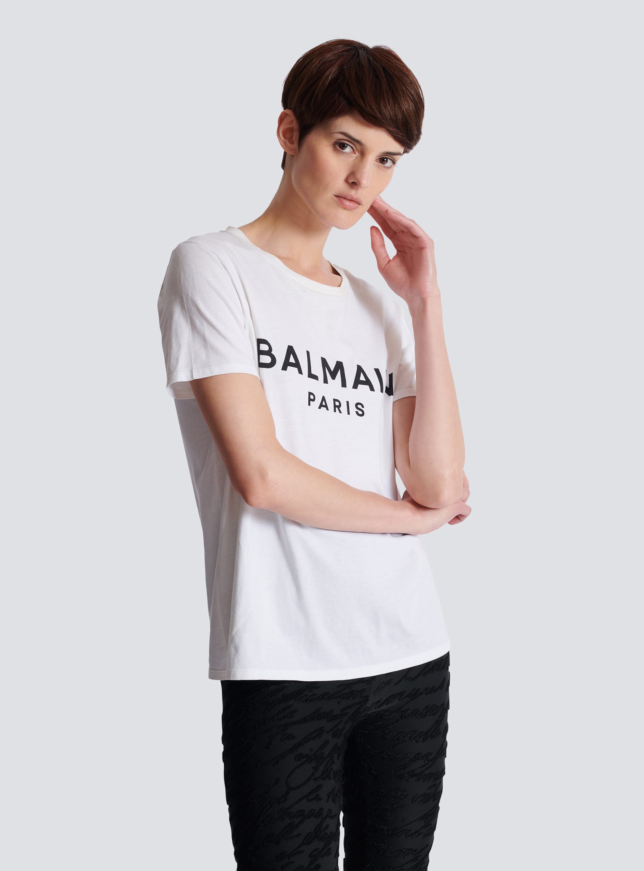 Balmain White & Black Raglan Sleeve T-Shirt