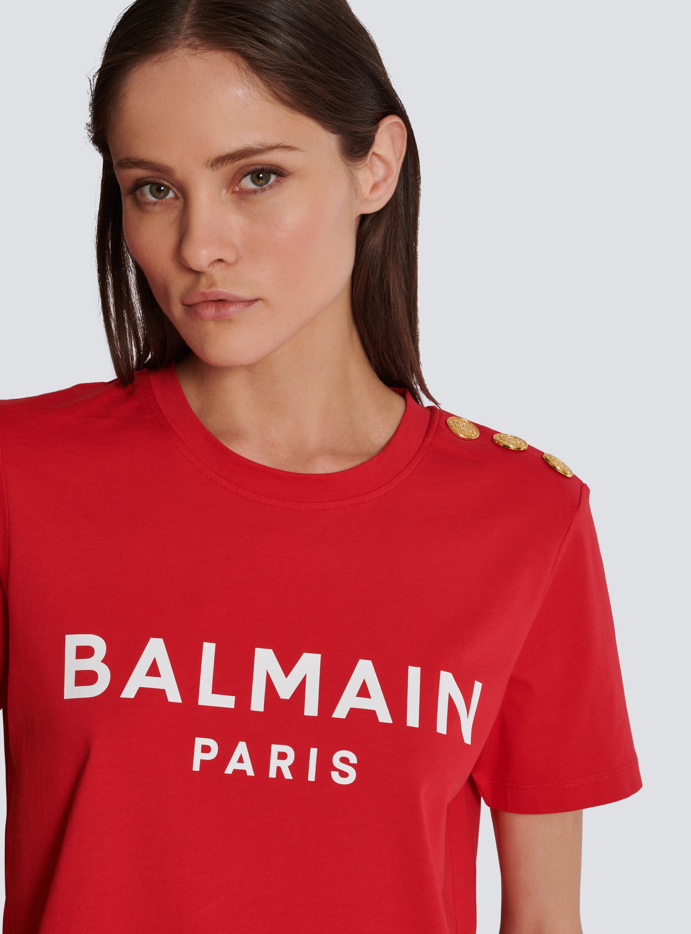 T shirt with Balmain Paris print Women BALMAIN