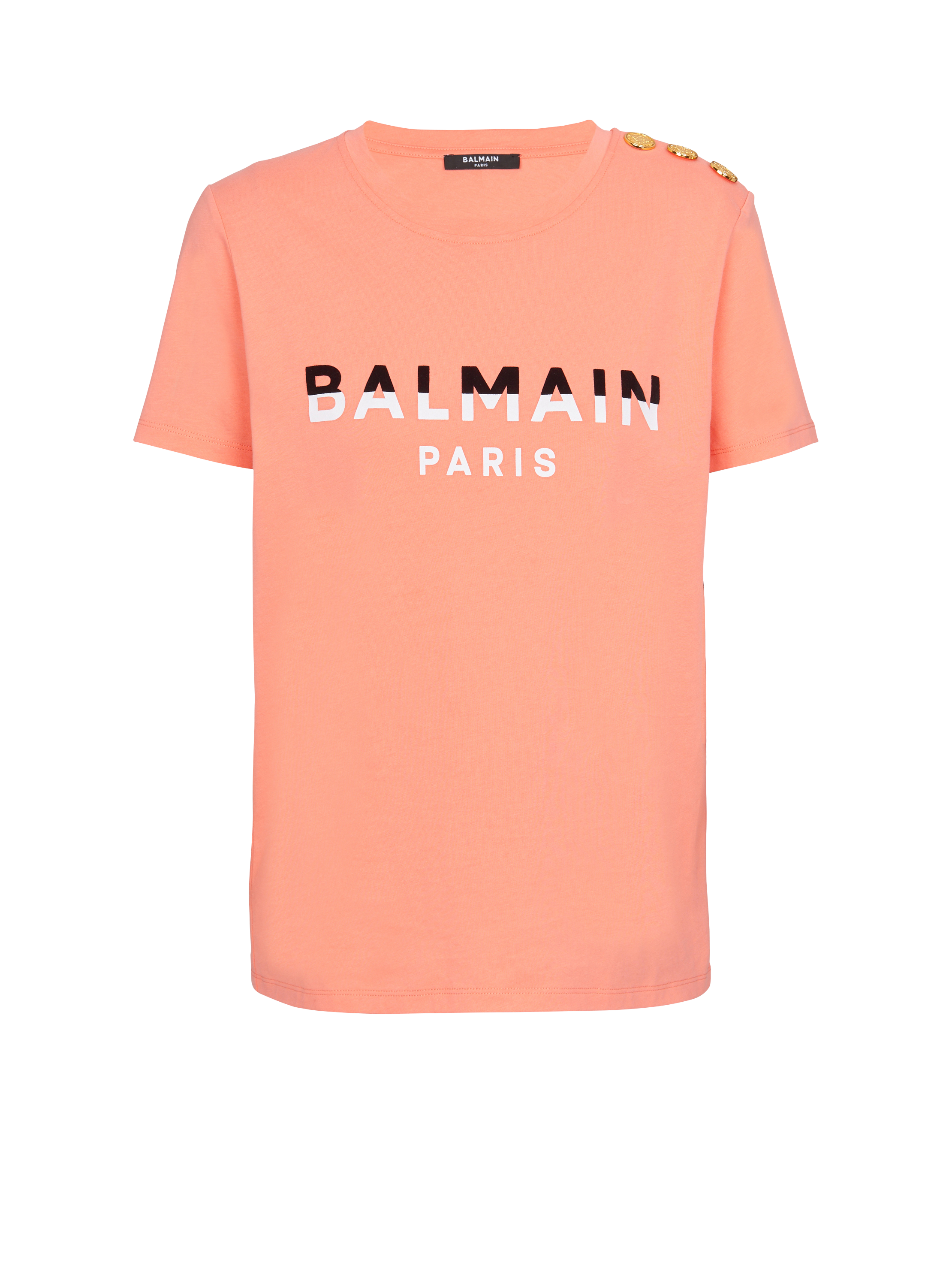 Flocked Balmain Paris T-Shirt , pink, hi-res