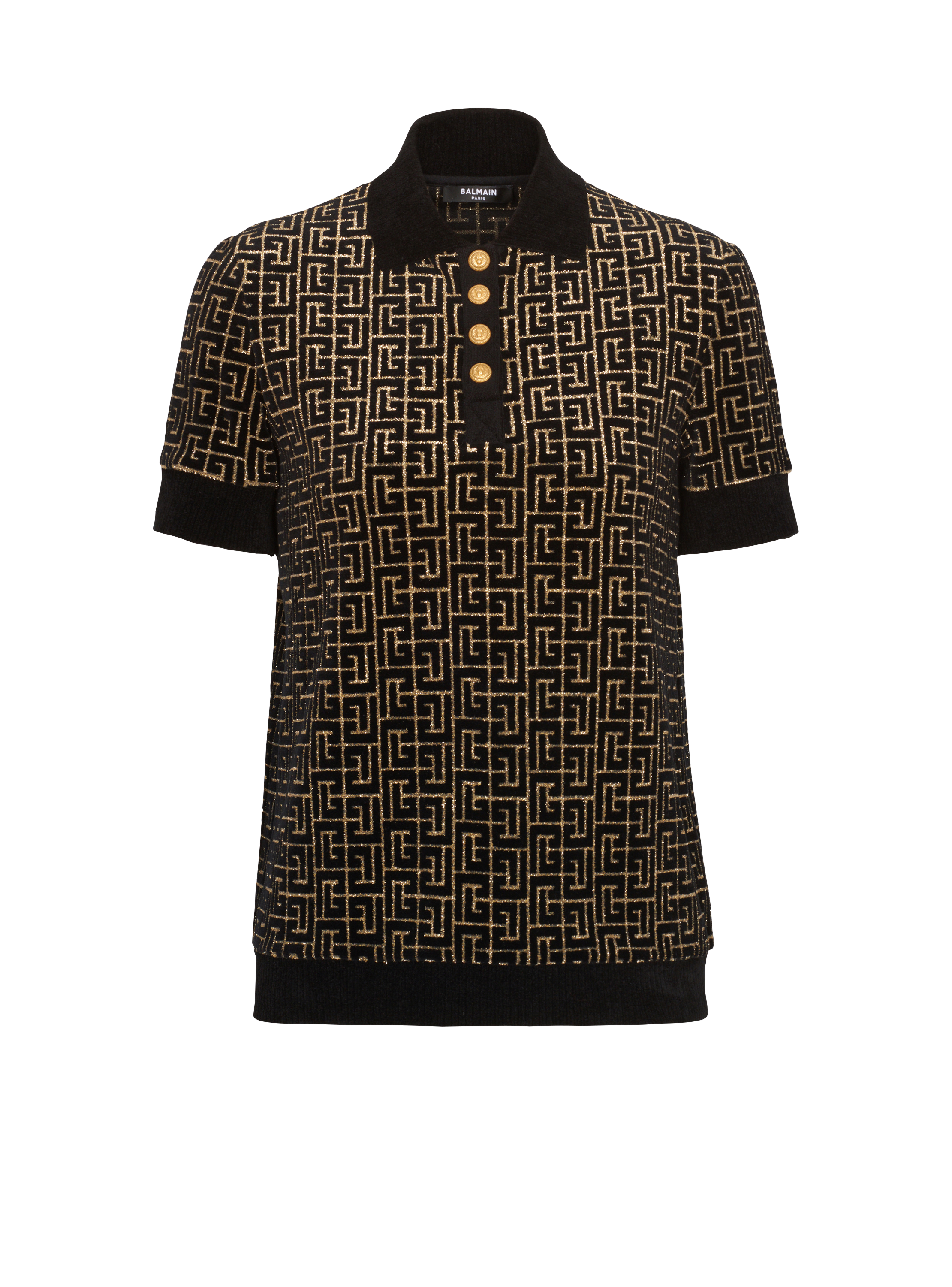 Polo con monograma de jacquard y terciopelo