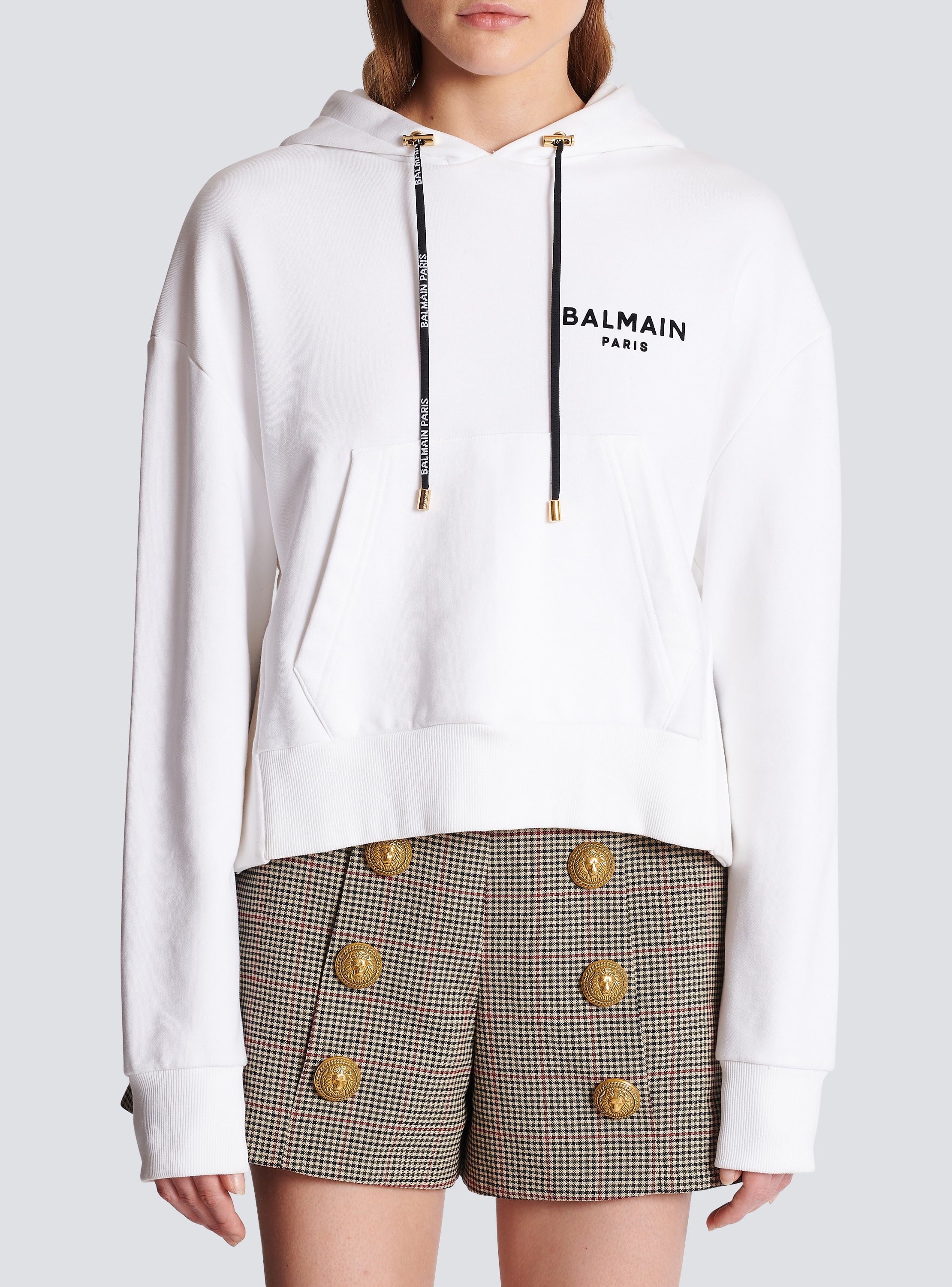 Eco-designed cotton sweatshirt with flocked Balmain logo