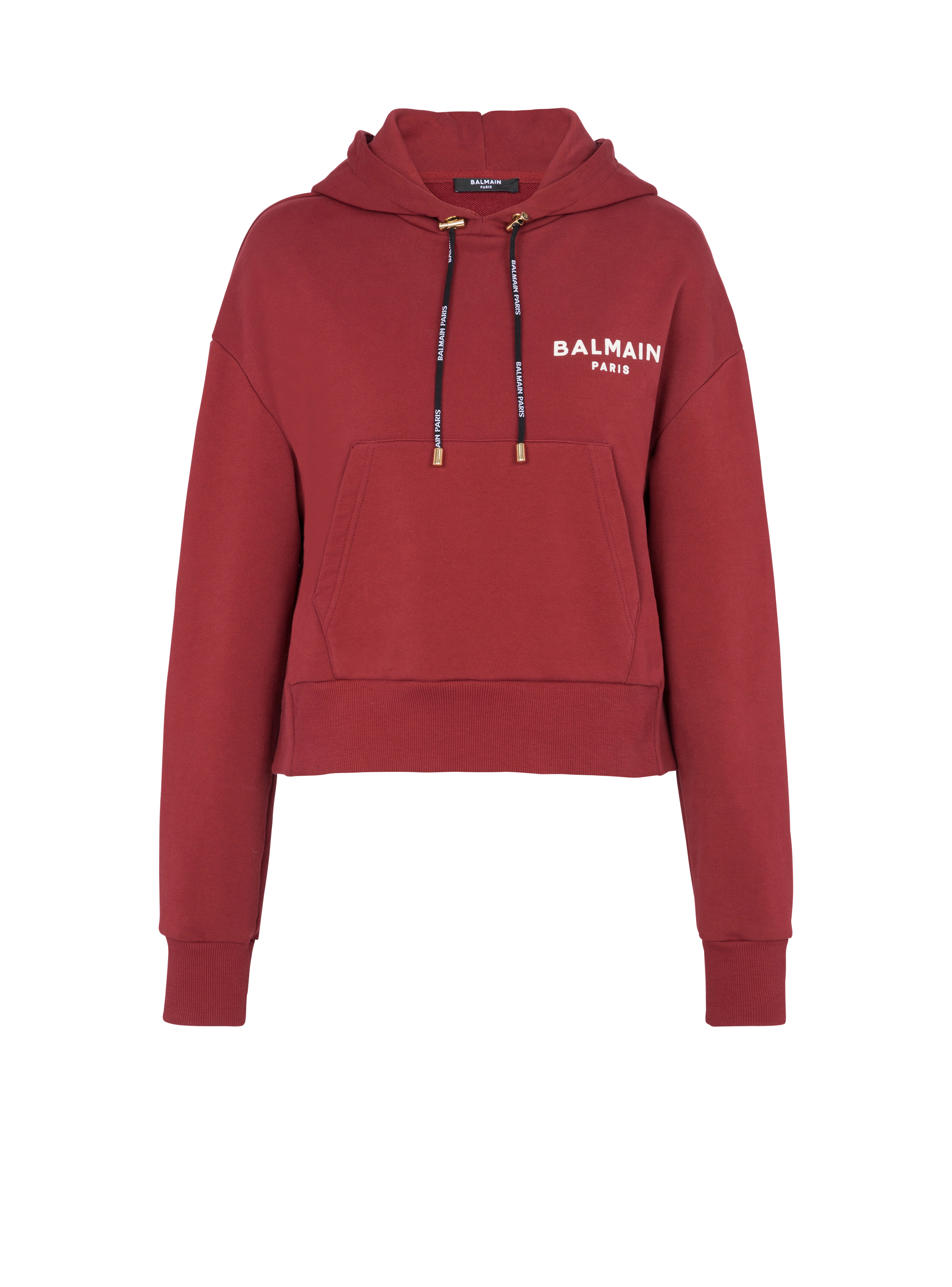 Forudsige dejligt at møde dig Gør alt med min kraft Sweatshirt with mini flocked Balmain Paris detail red - Women | BALMAIN