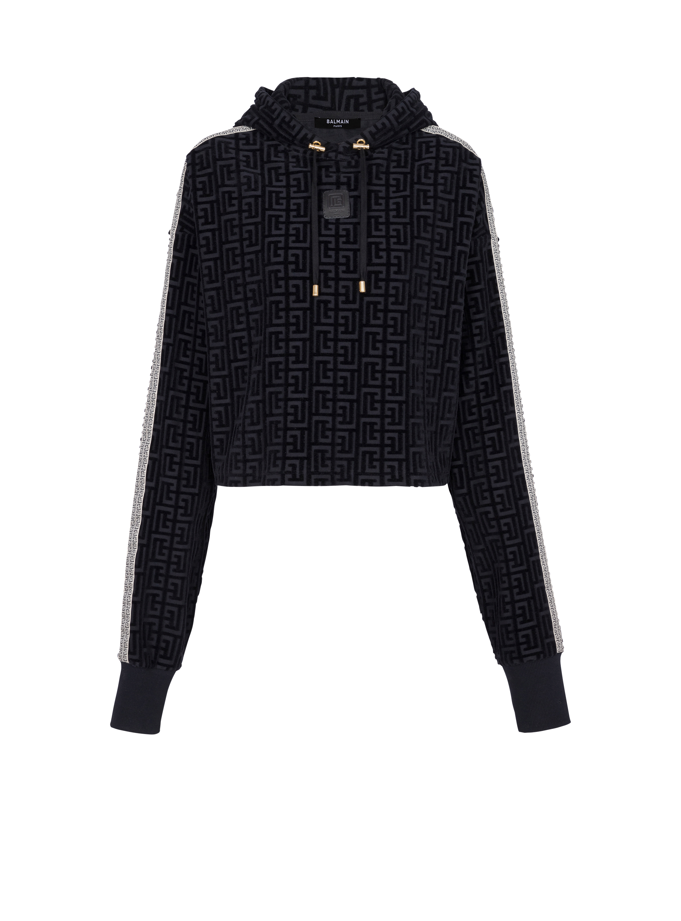 Monogrammed velvet cropped sweatshirt