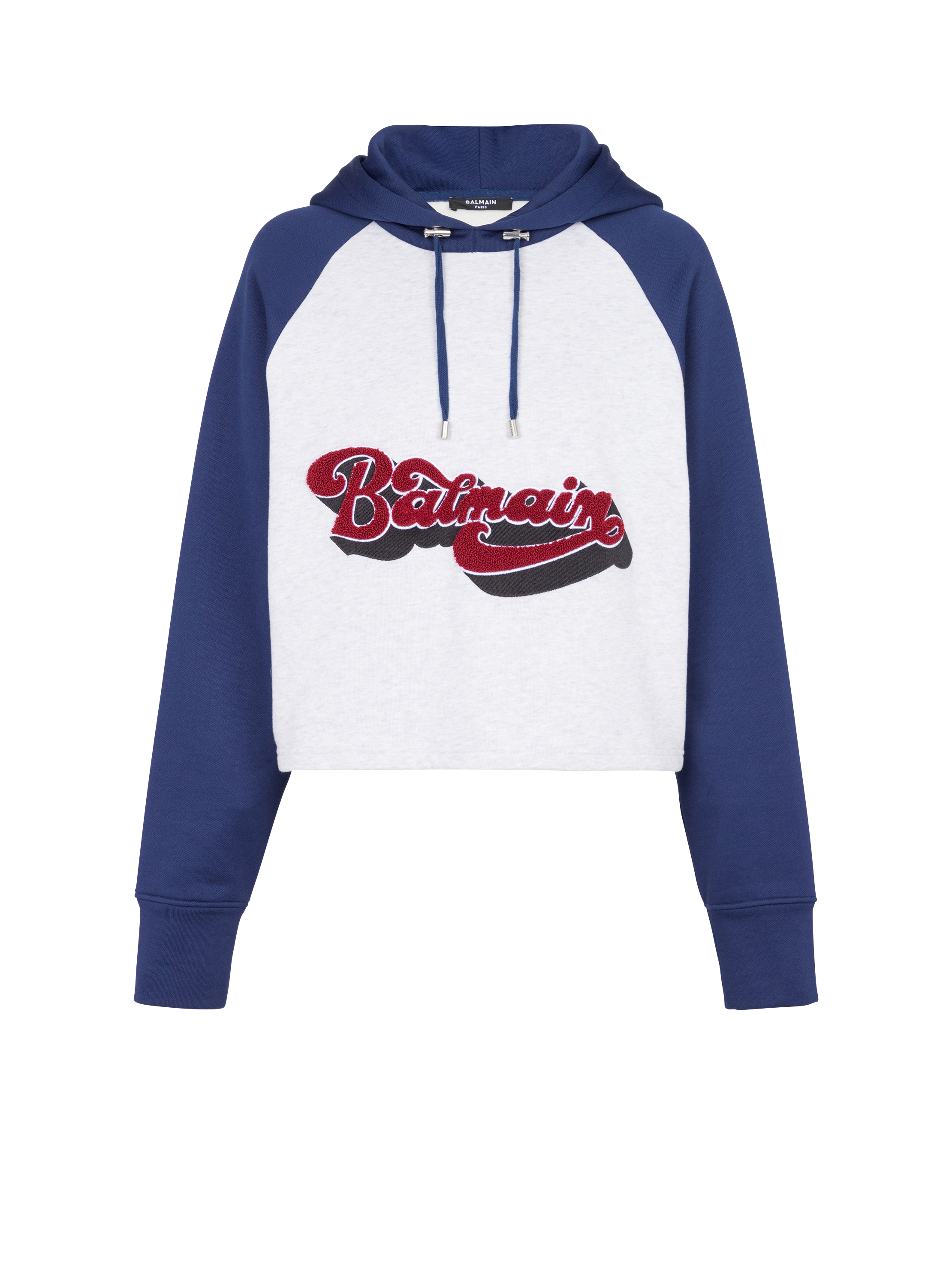 Balmain Retro Monogram Logo Cotton Hoodie In Multicolor