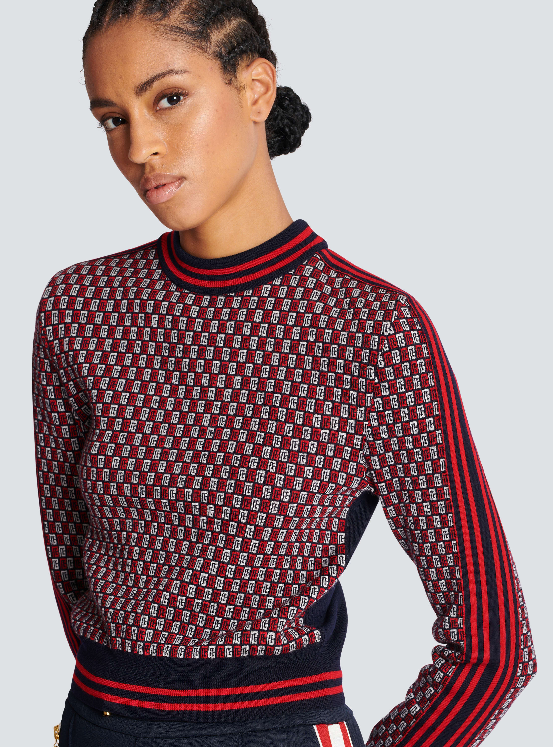 Cropped monogrammed knit jumper multicolor - Women