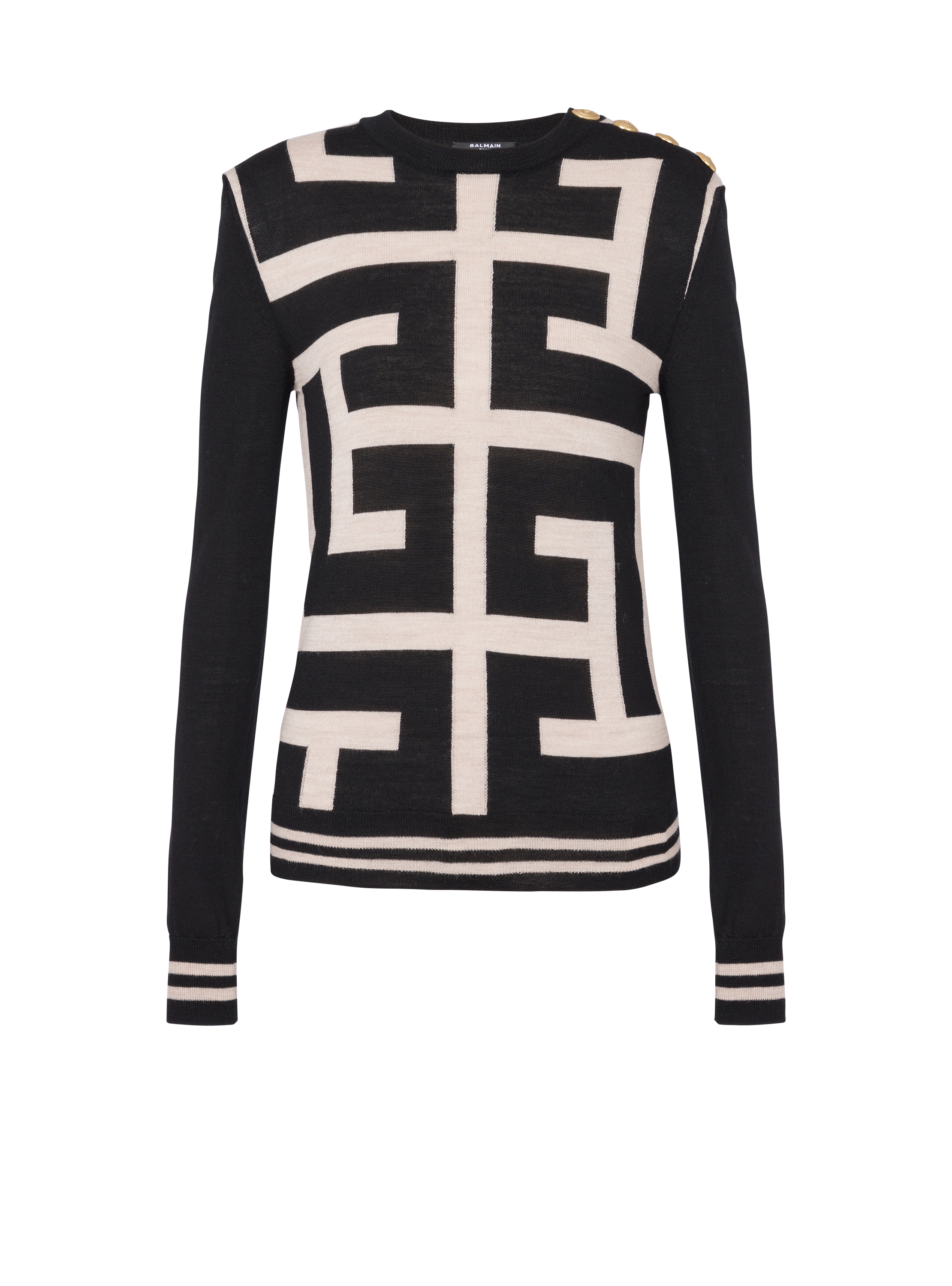 Knit jumper with maxi monogram black - Women | BALMAIN