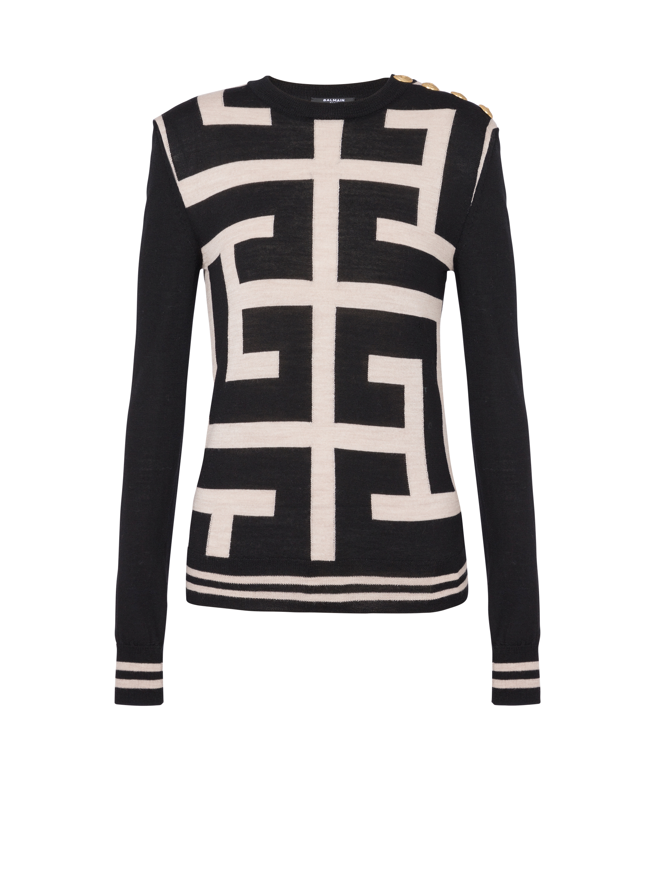 Knit jumper with maxi monogram, black, hi-res