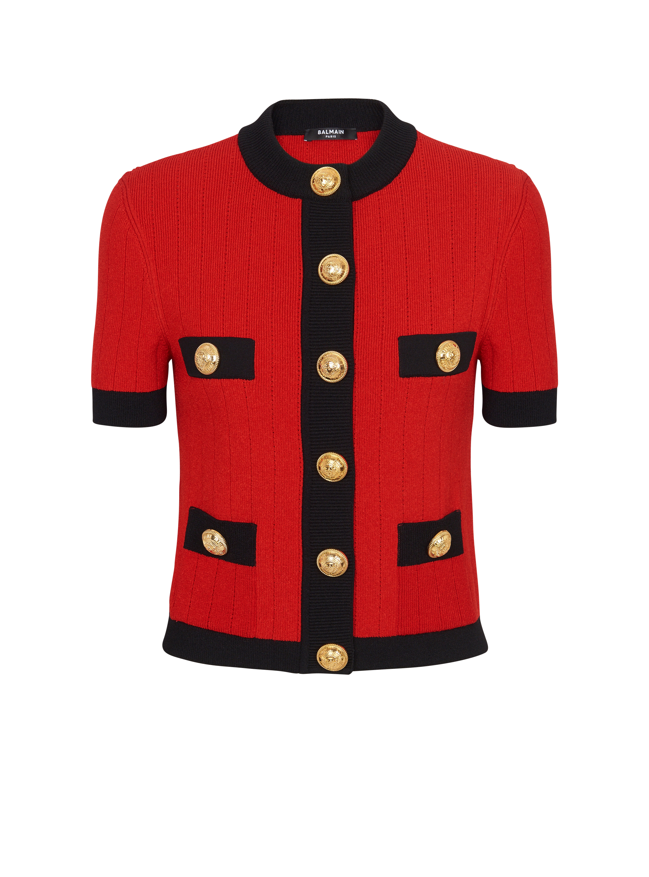 Buttoned knit cardigan red - Women | BALMAIN