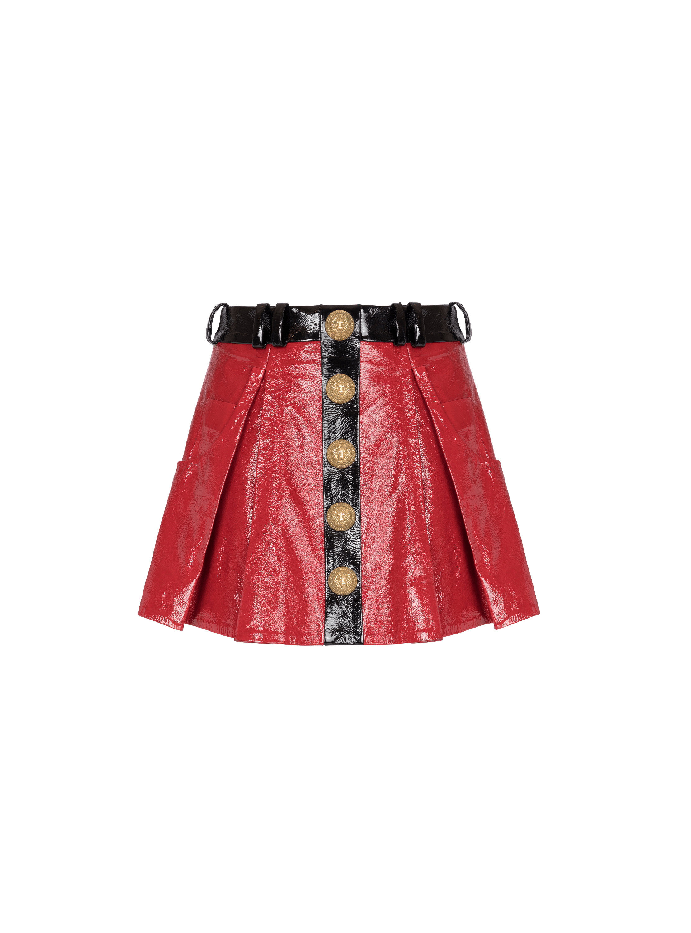 Falda plisada de charol, rojo, hi-res