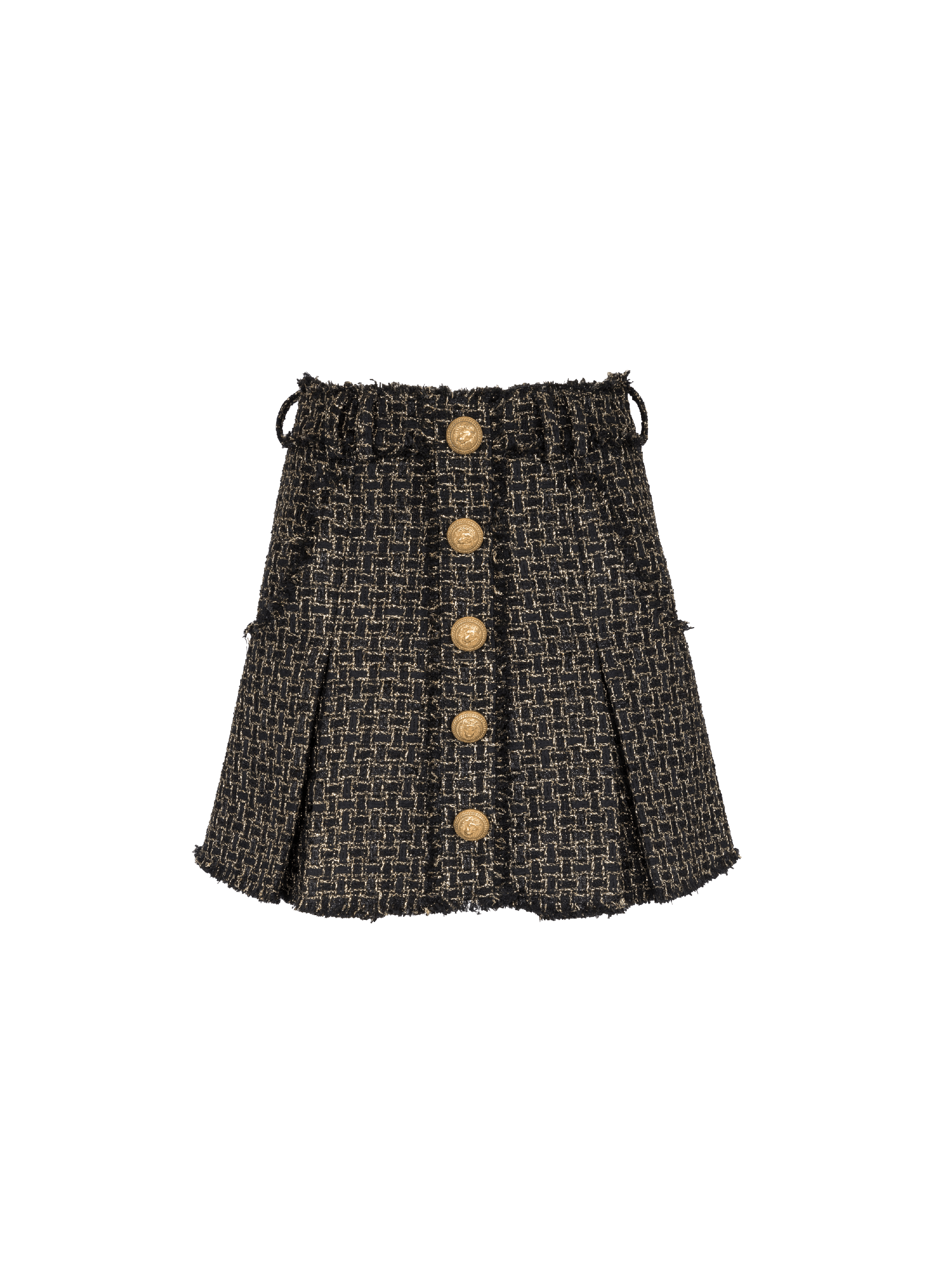 Lurex tweed pleated skirt, black, hi-res