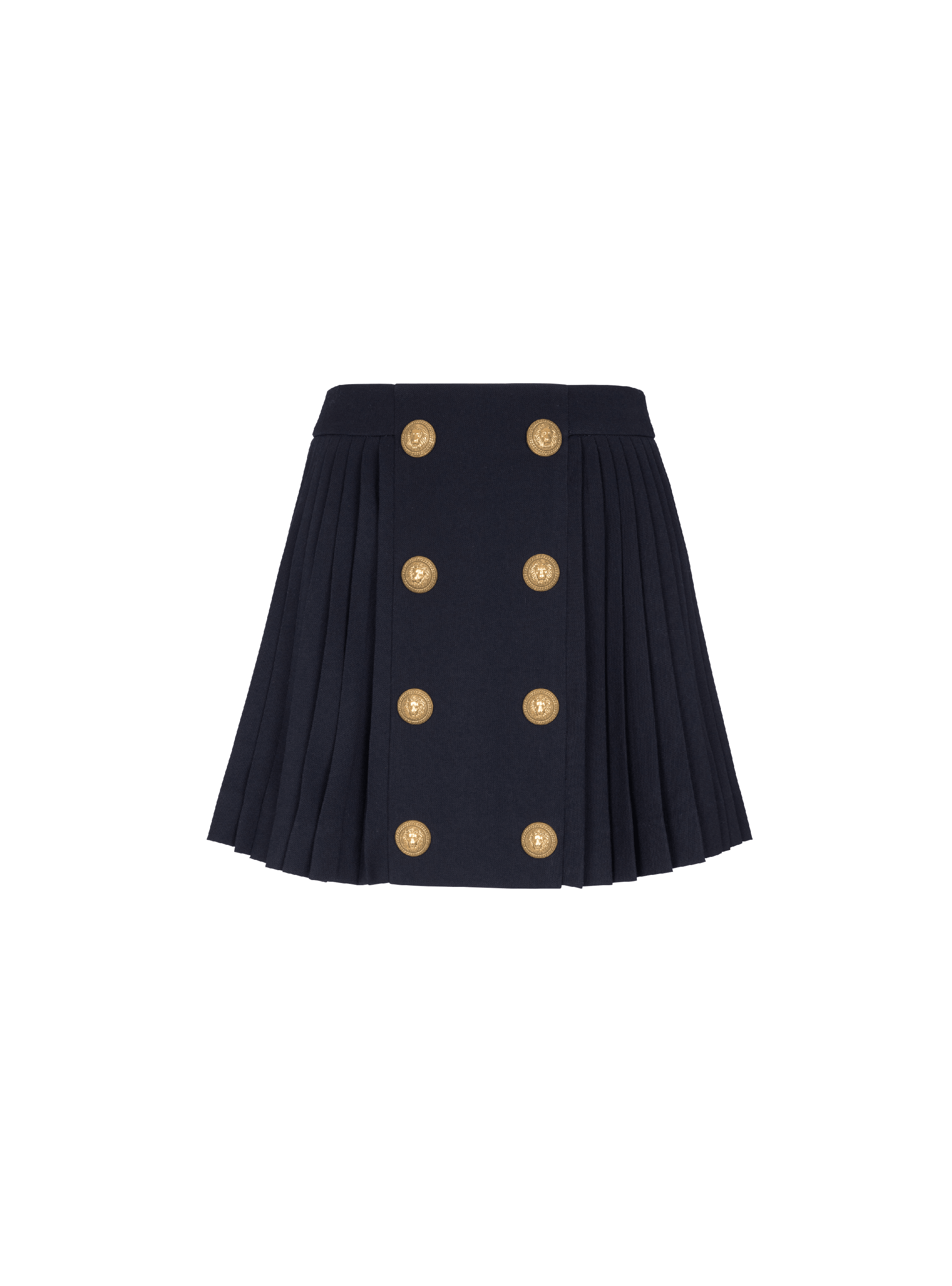 Pleated skirt with two rows of buttons, navy, hi-res