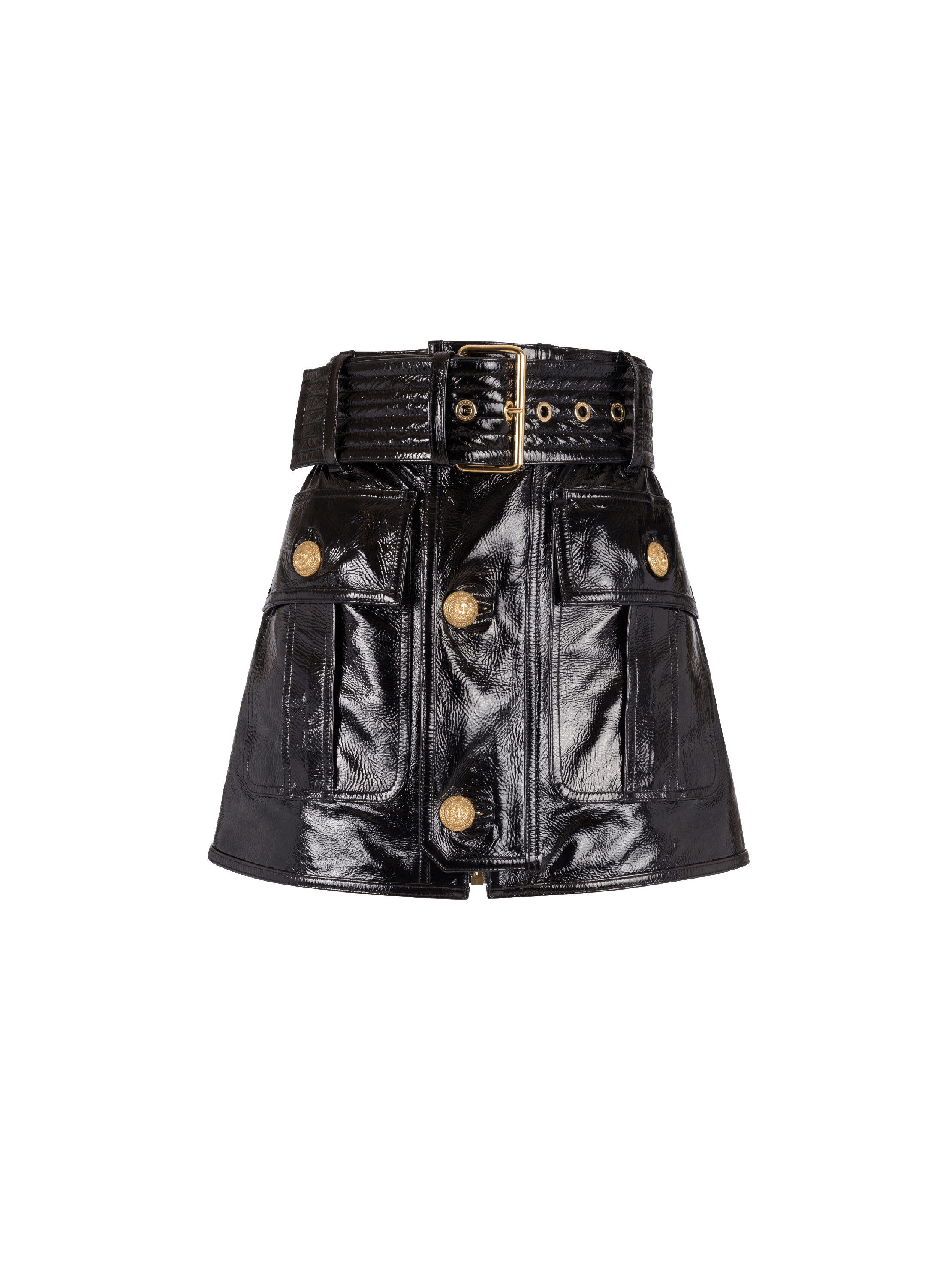 Short patent leather skirt