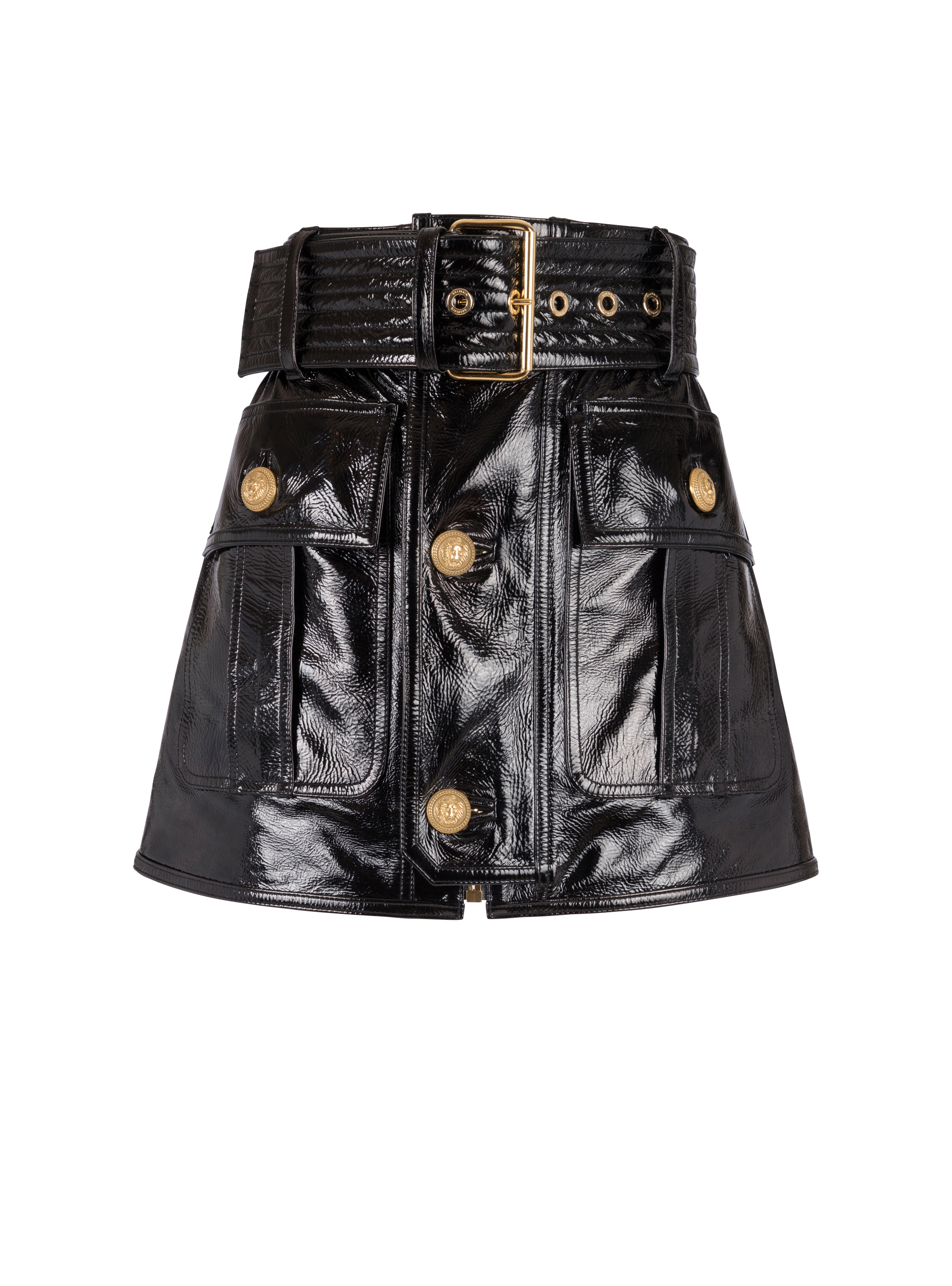 grænse positur Begrænsning Short patent leather skirt black - Women | BALMAIN