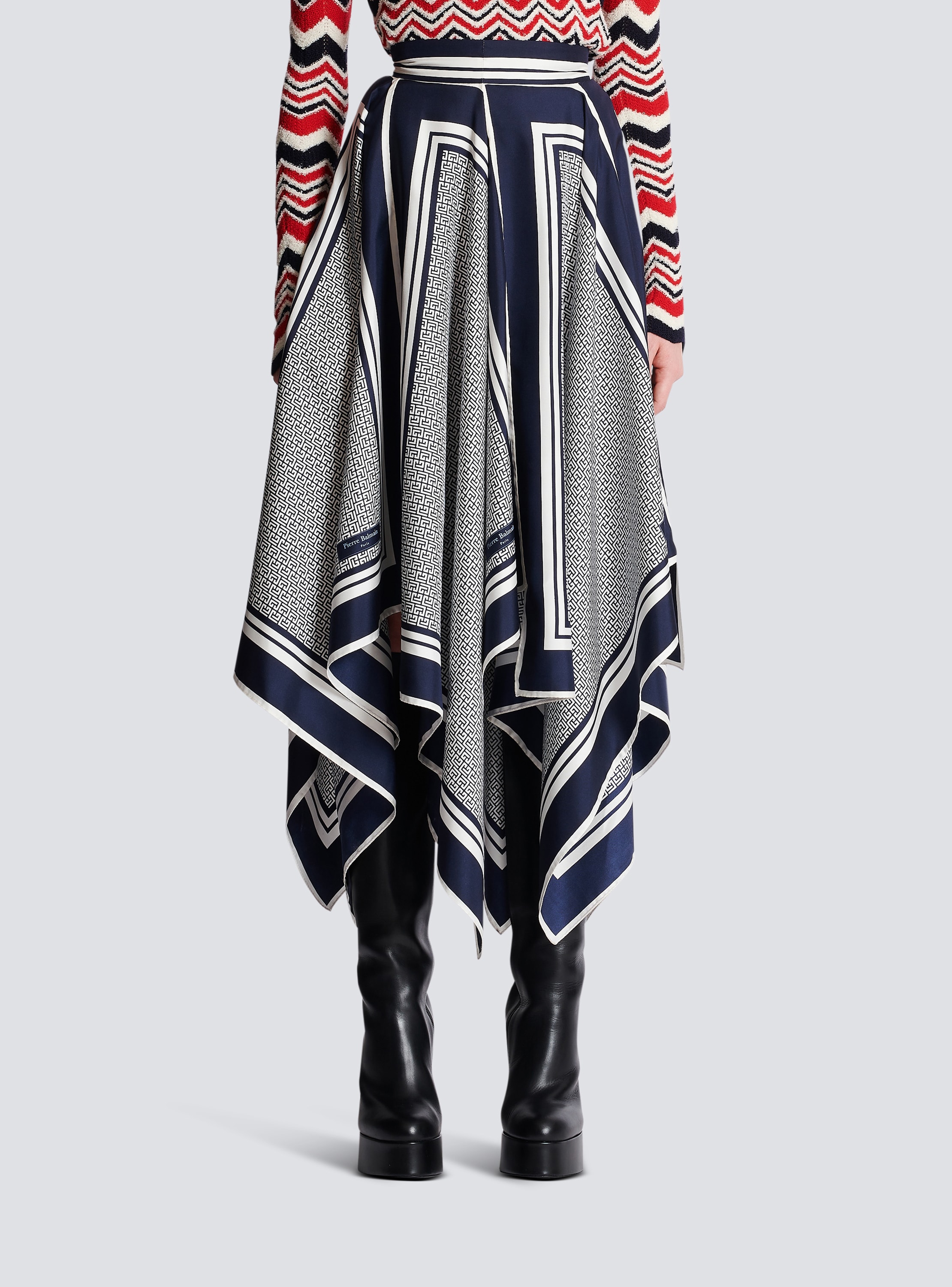 Balmain Monogrammed Scarf Skirt