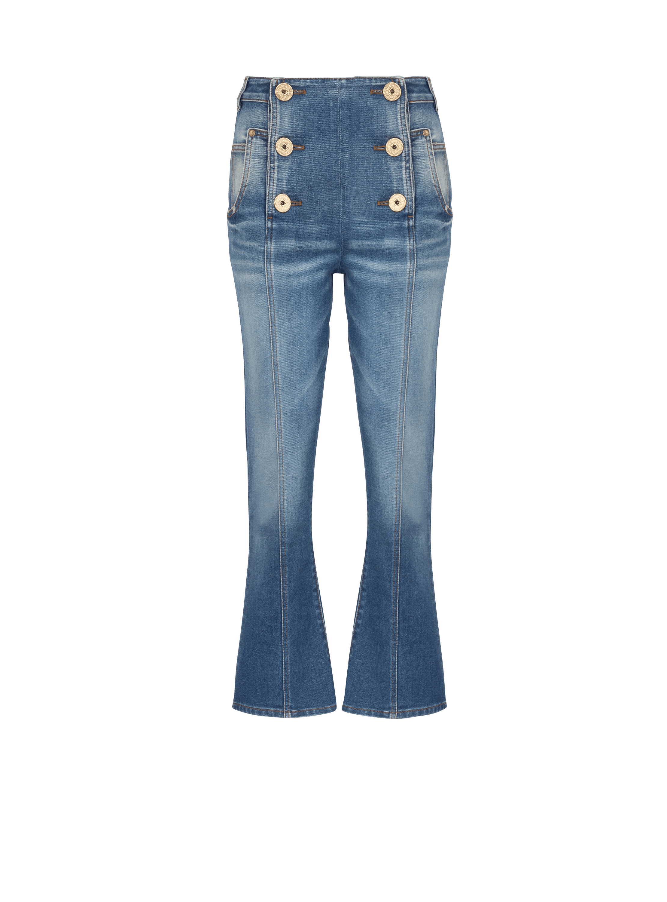 Jeans bootcut in denim, blu, hi-res