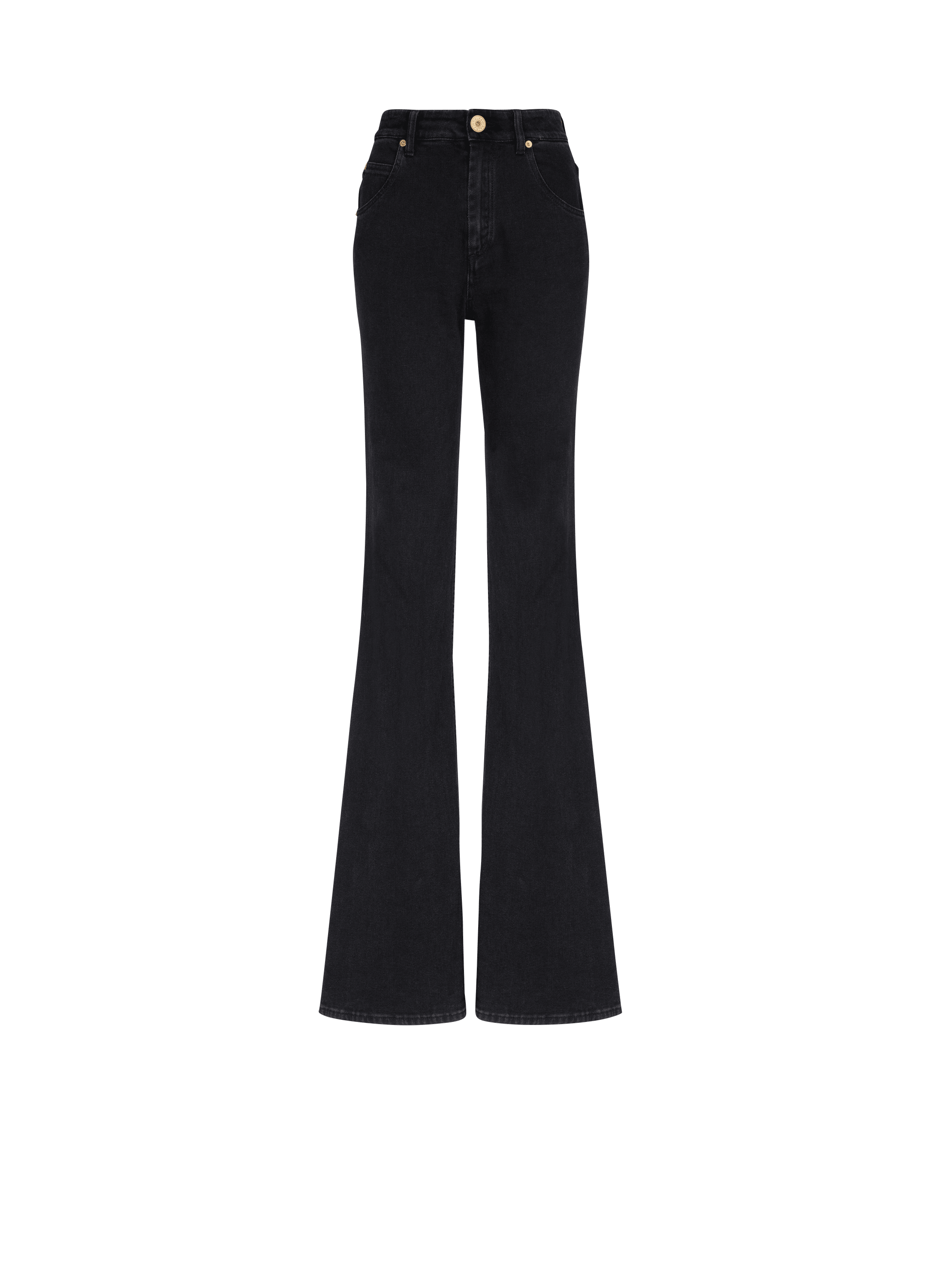 Flared denim jeans, black, hi-res