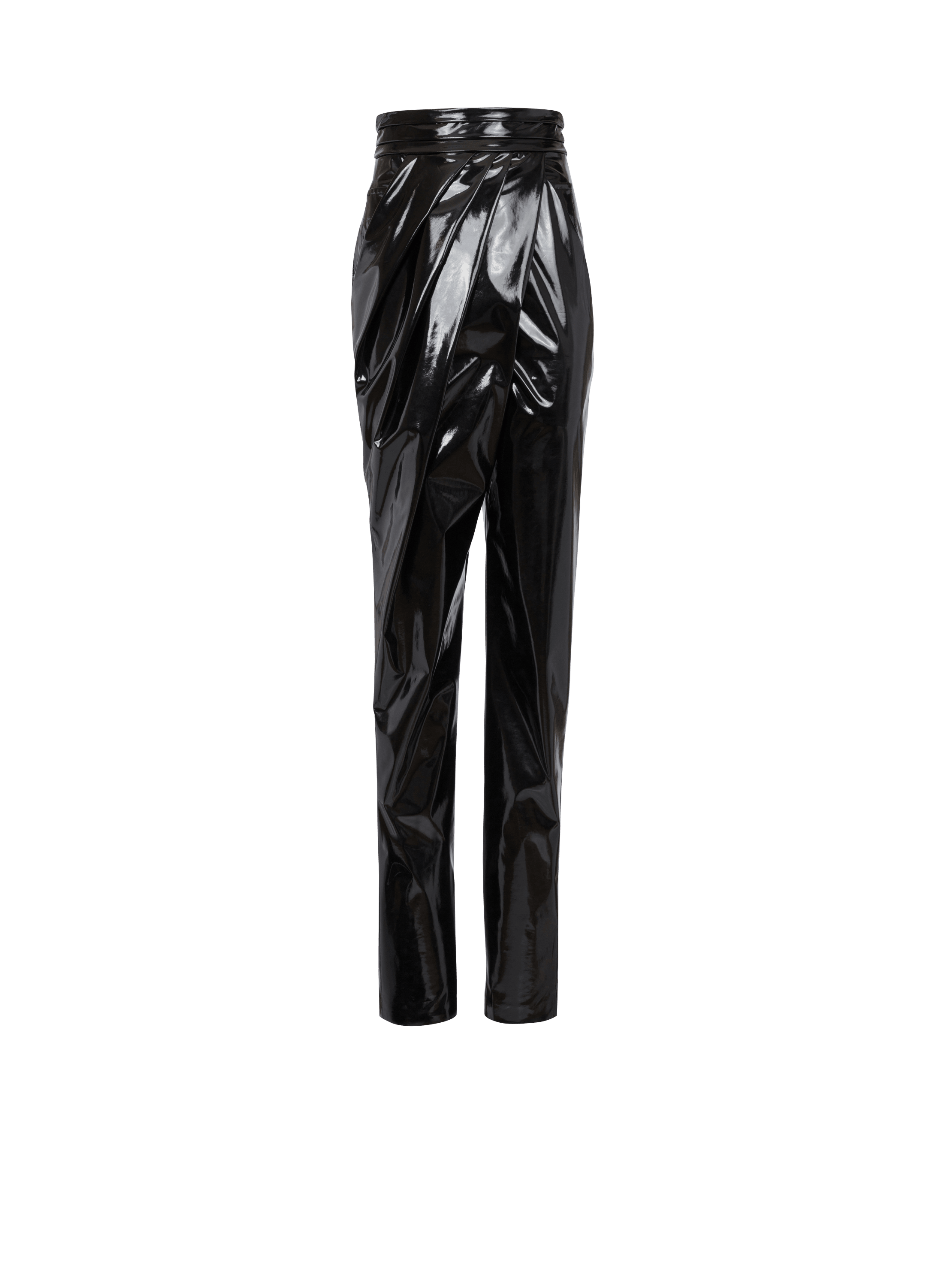 Pantalon drappé asymétrique en vinyle