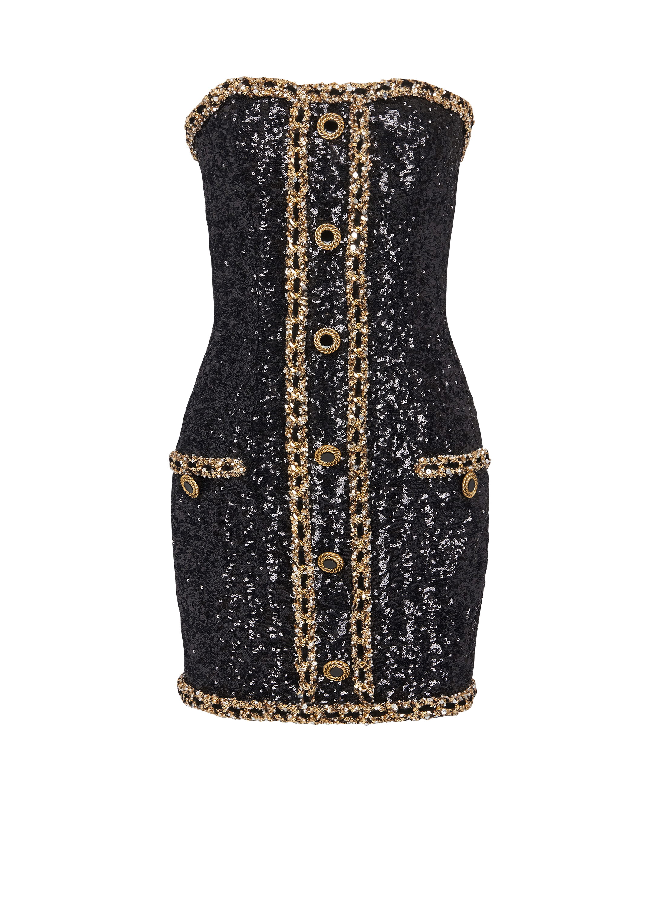 Abito bustier ricamato con paillettes