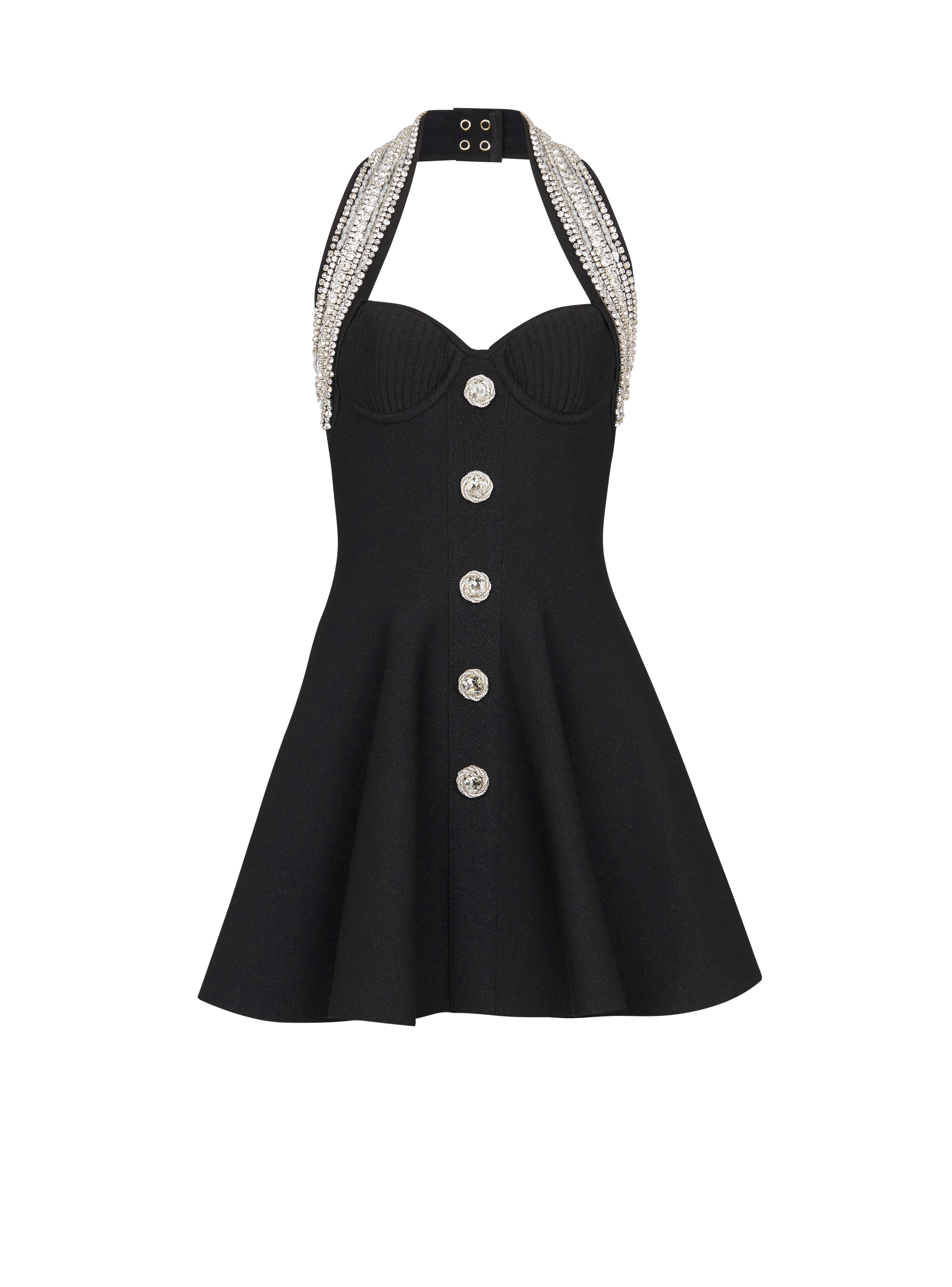 Knit backless dress, black, hi-res