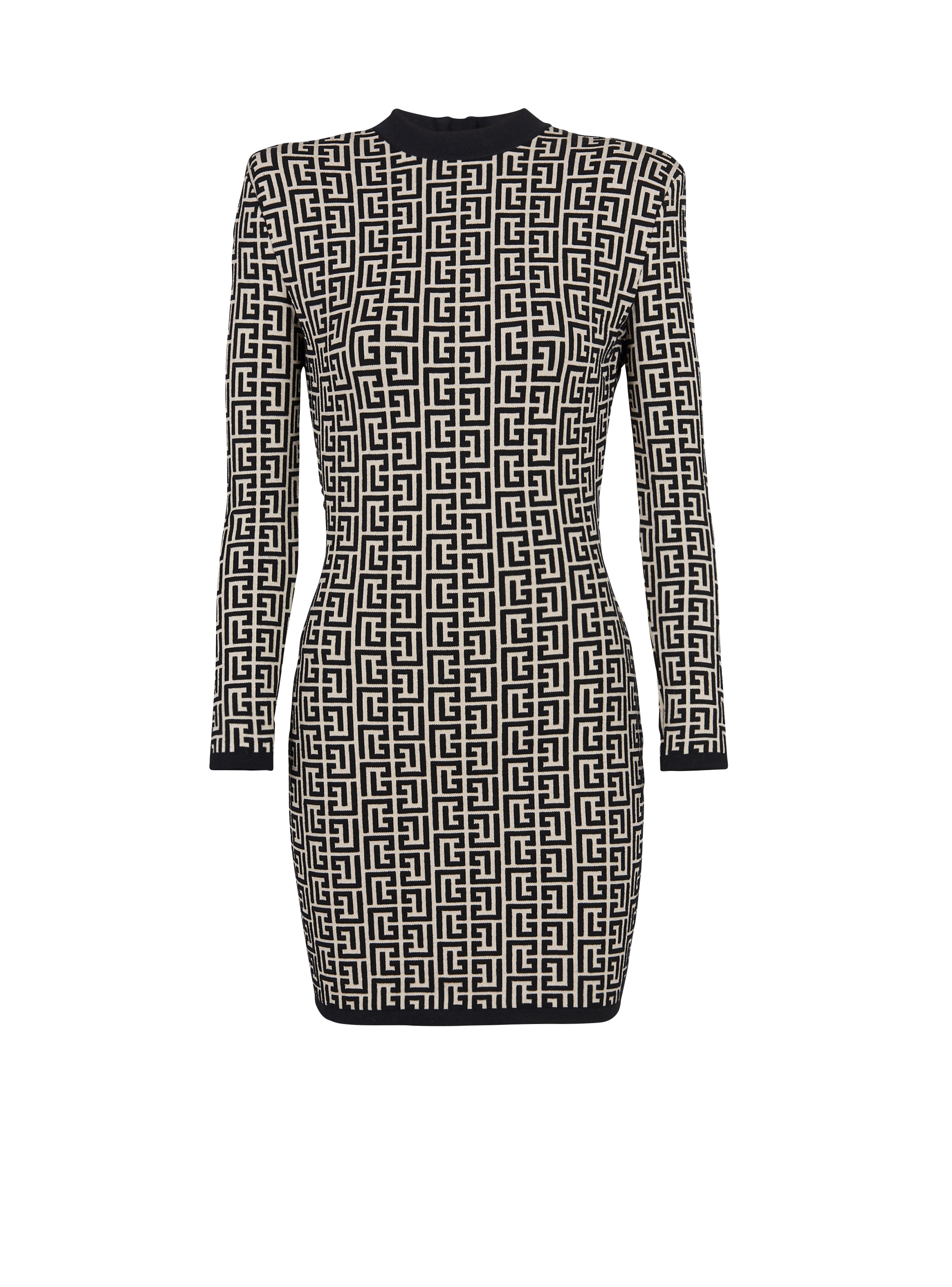 Short bicolor jacquard dress with Balmain monogram