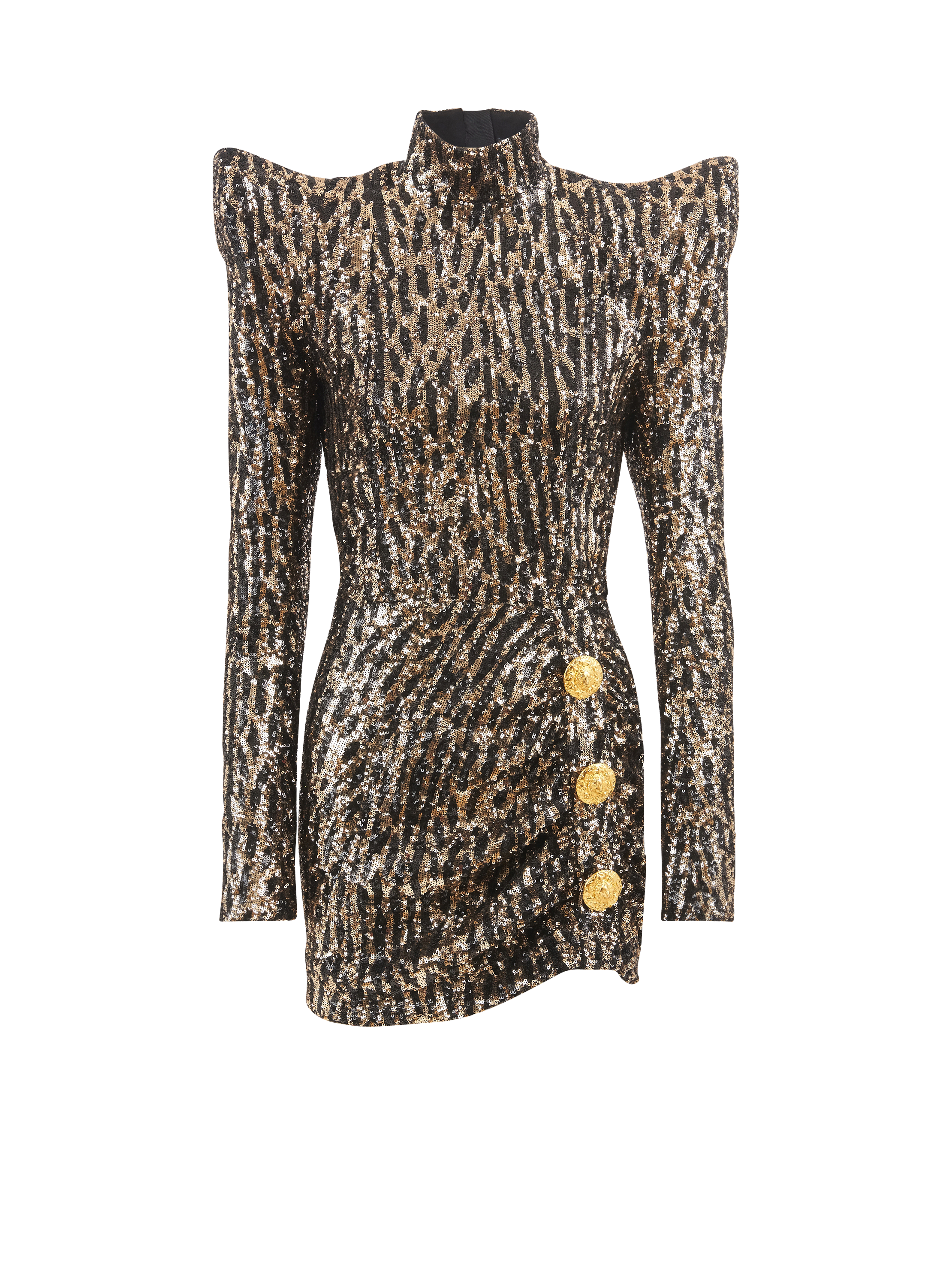 Strukturiertes Kleid mit Pailletten, golden, hi-res