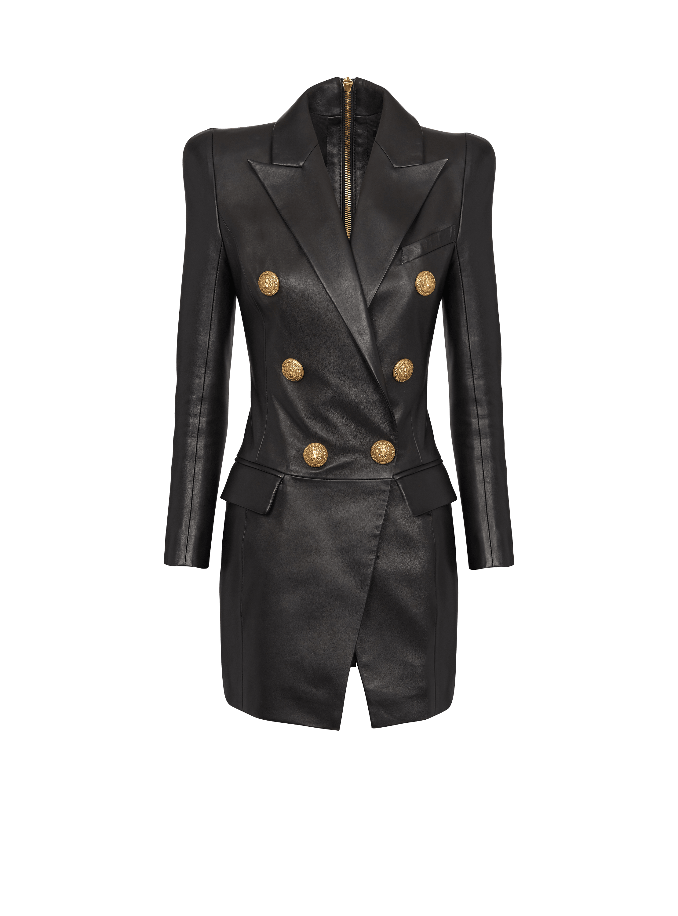 6-button leather dress black - Women | BALMAIN