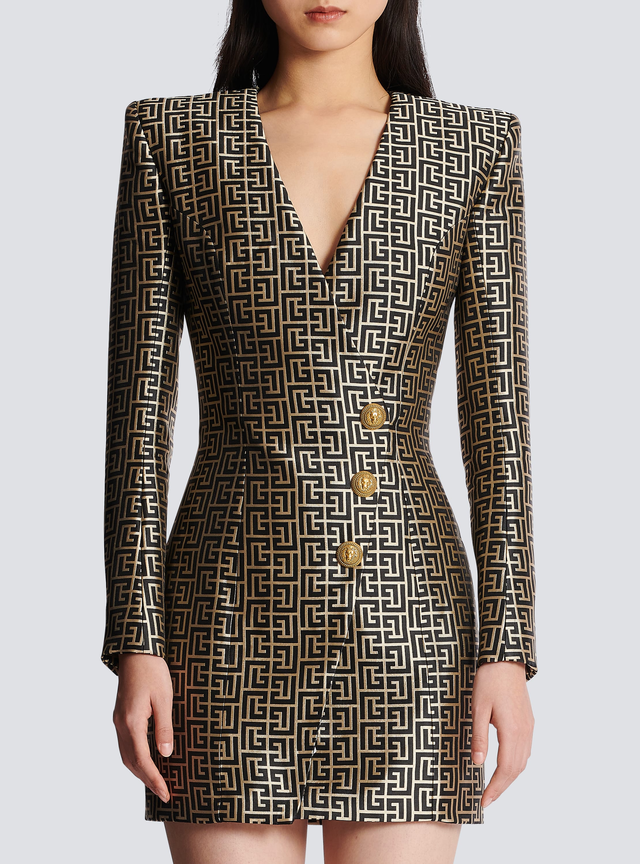 Balmain monogram jacquard mini dress - Neutrals
