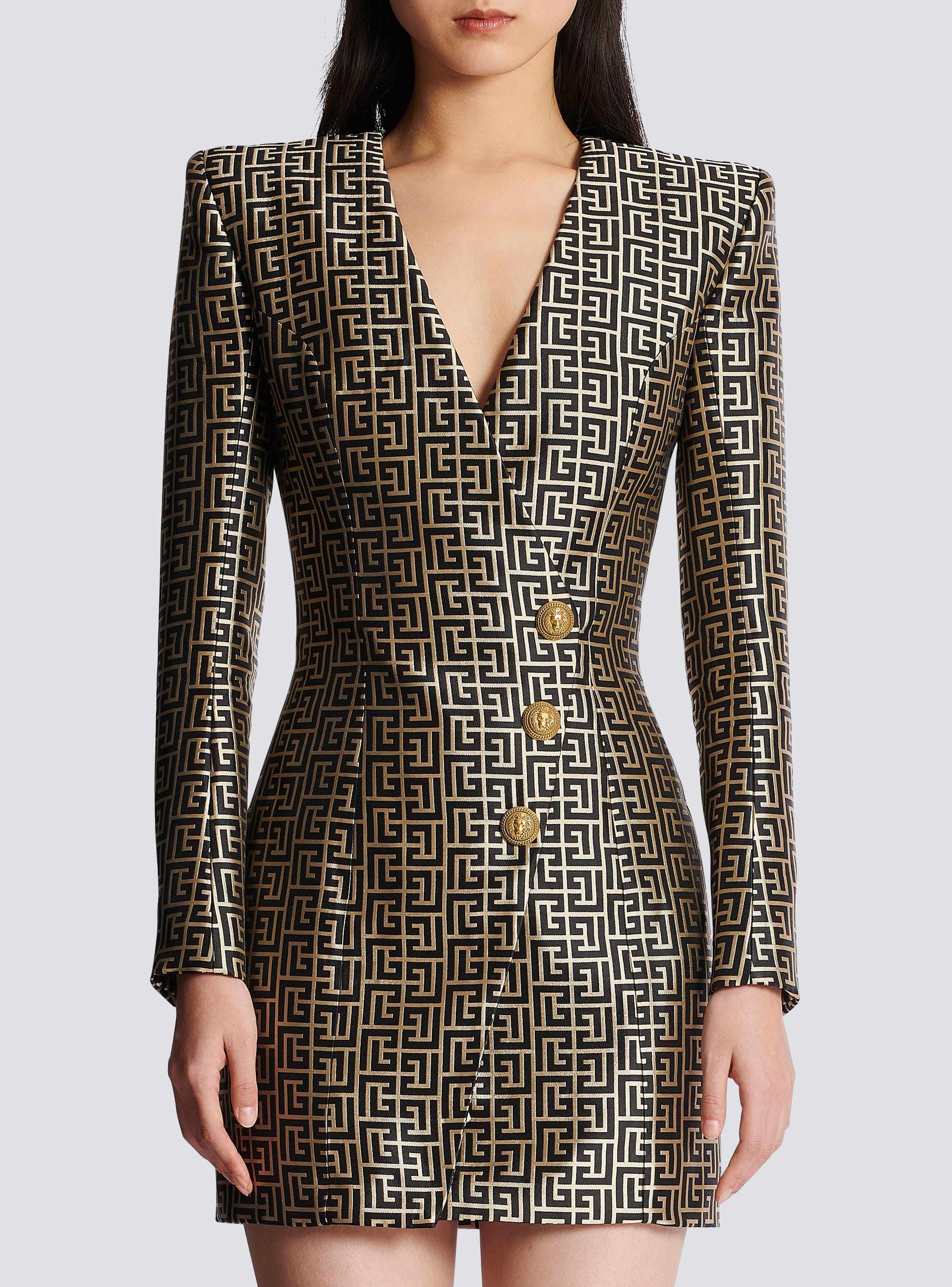 Balmain monogram jacquard mini dress - Neutrals