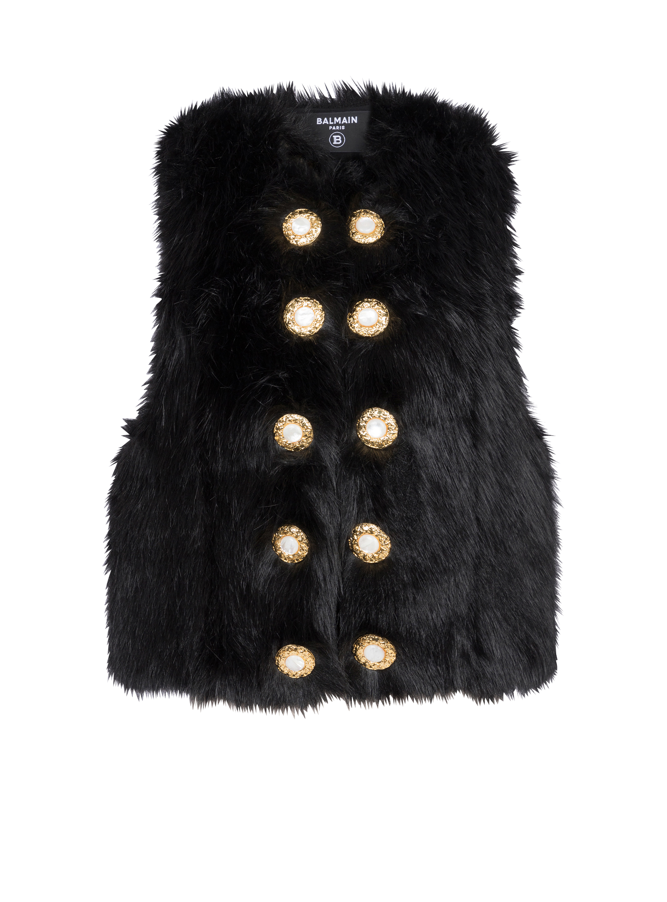 Gilet fausse fourrure sans best sale manche noir