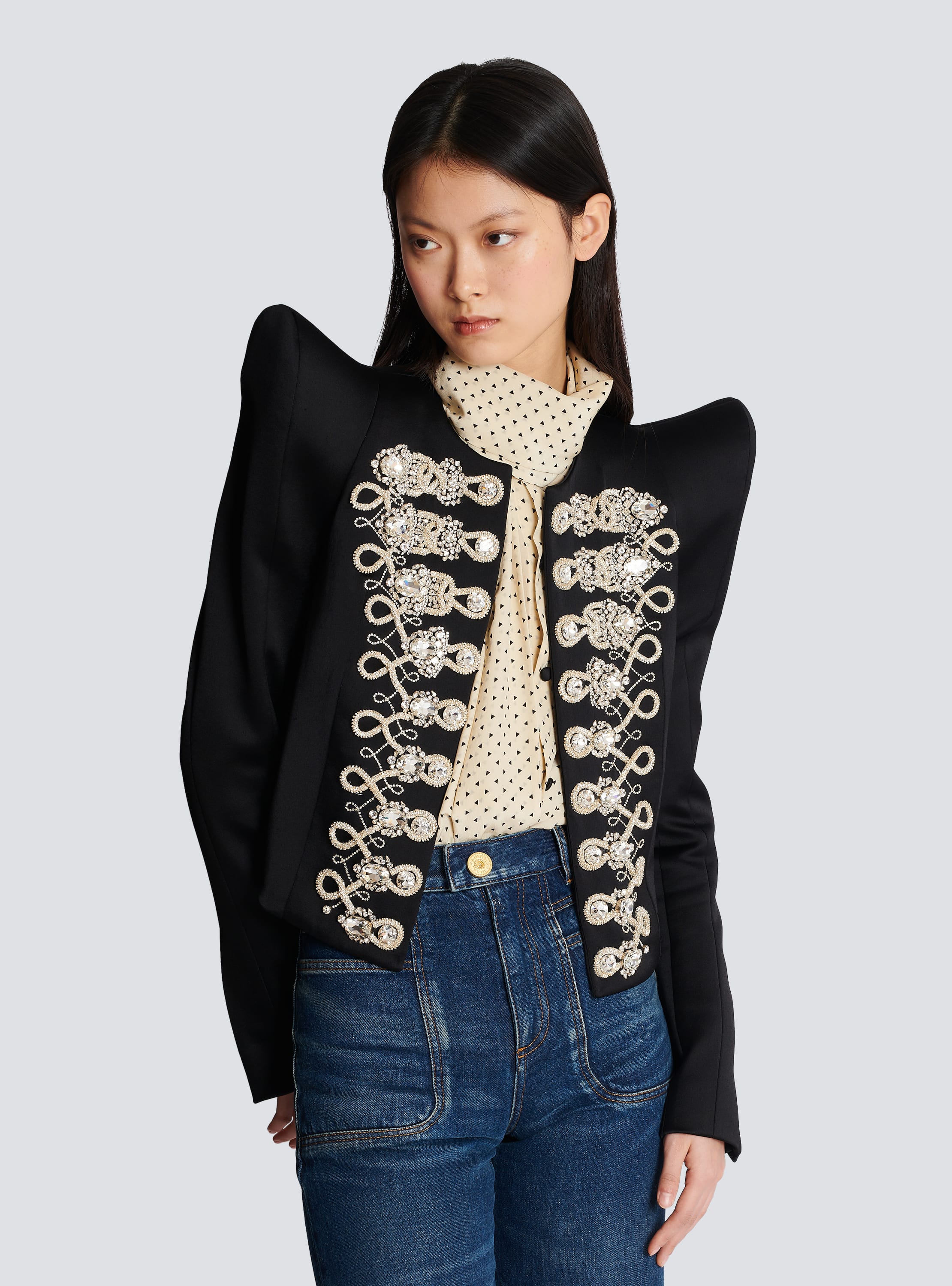 Balmain womens discount military jacket