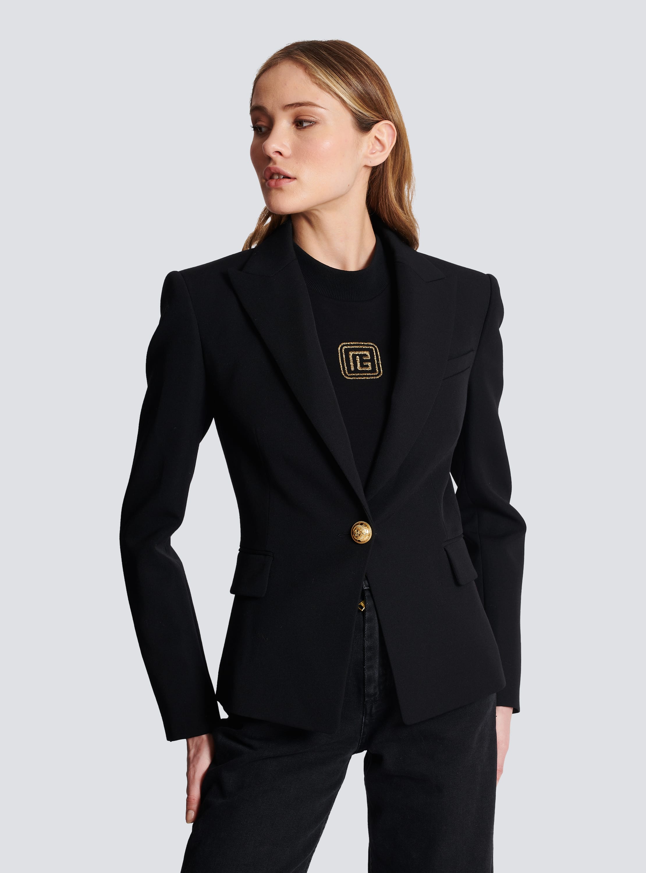 One button wool blazer black Women BALMAIN