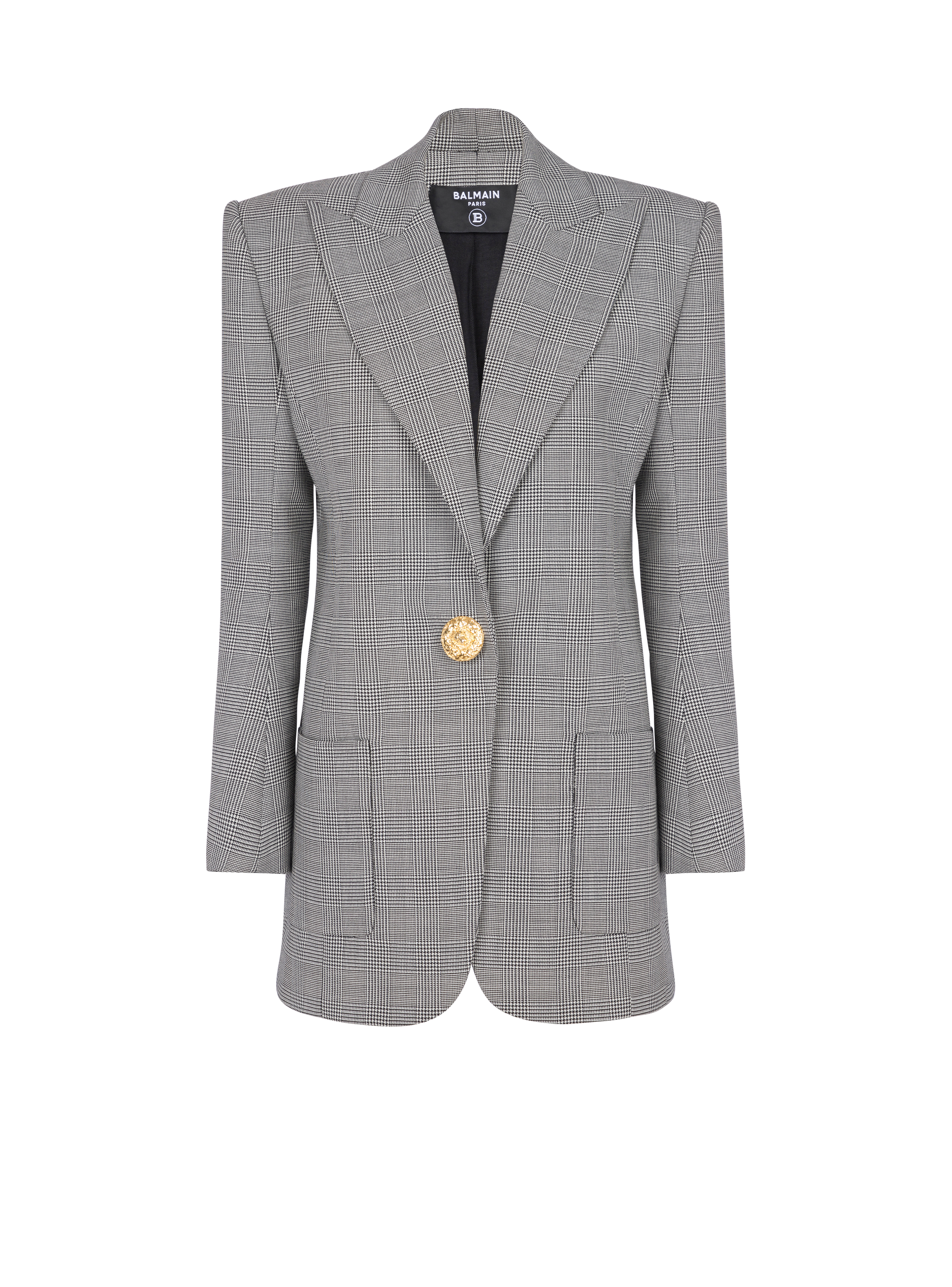 1-button wool jacket, black, hi-res