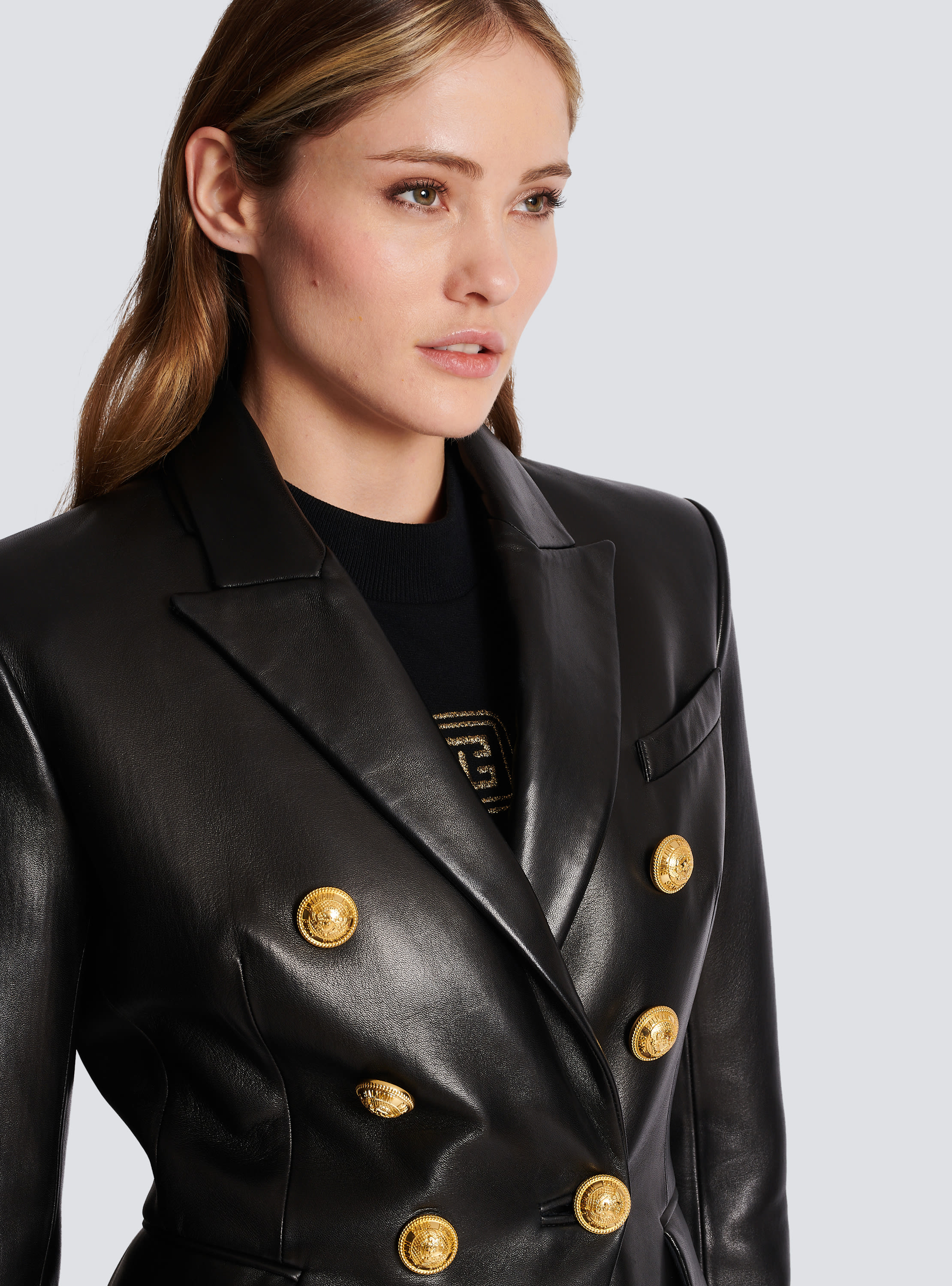 Leather on sale balmain blazer