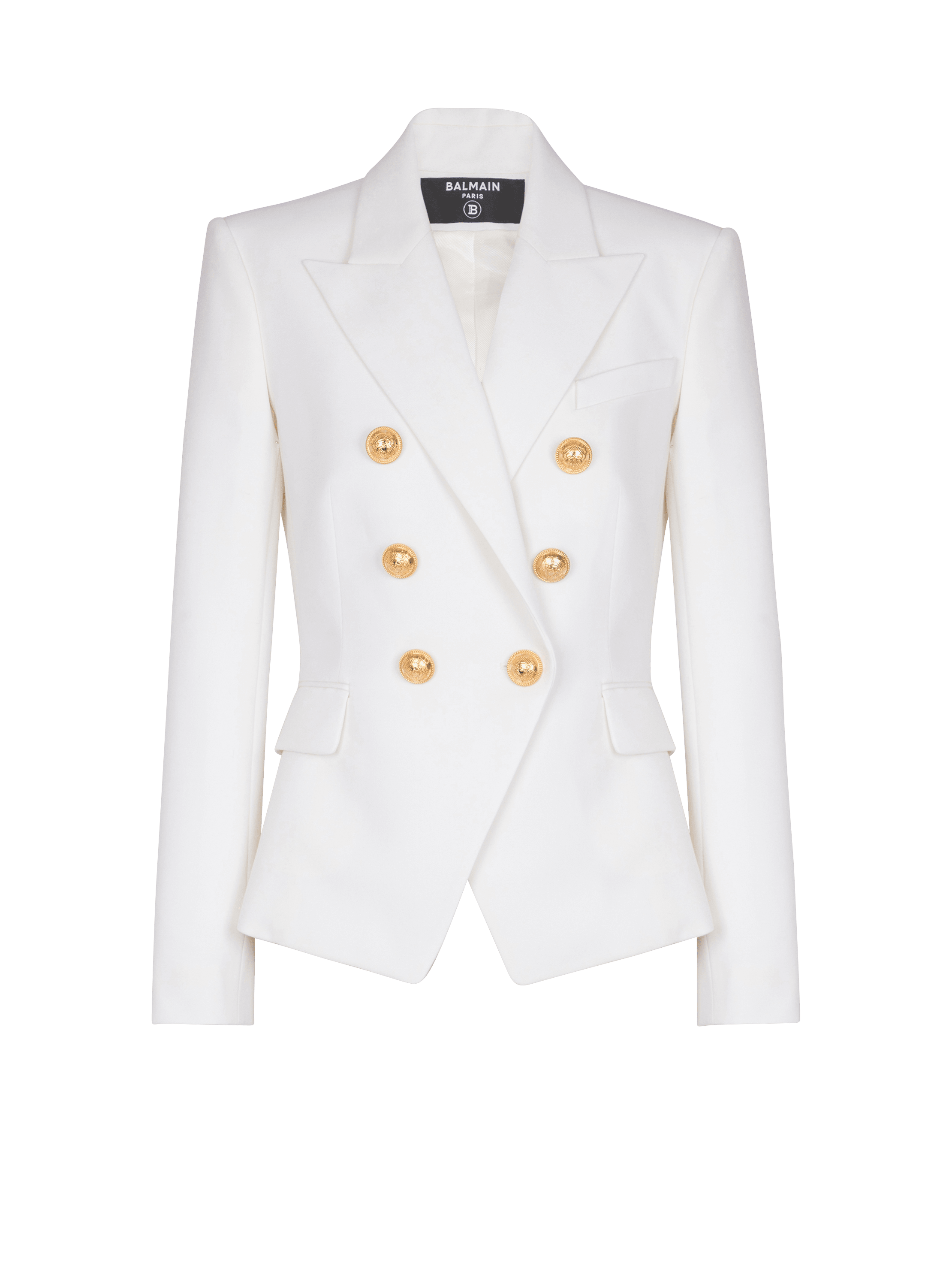 Grain de poudre 6 button jacket white Women BALMAIN