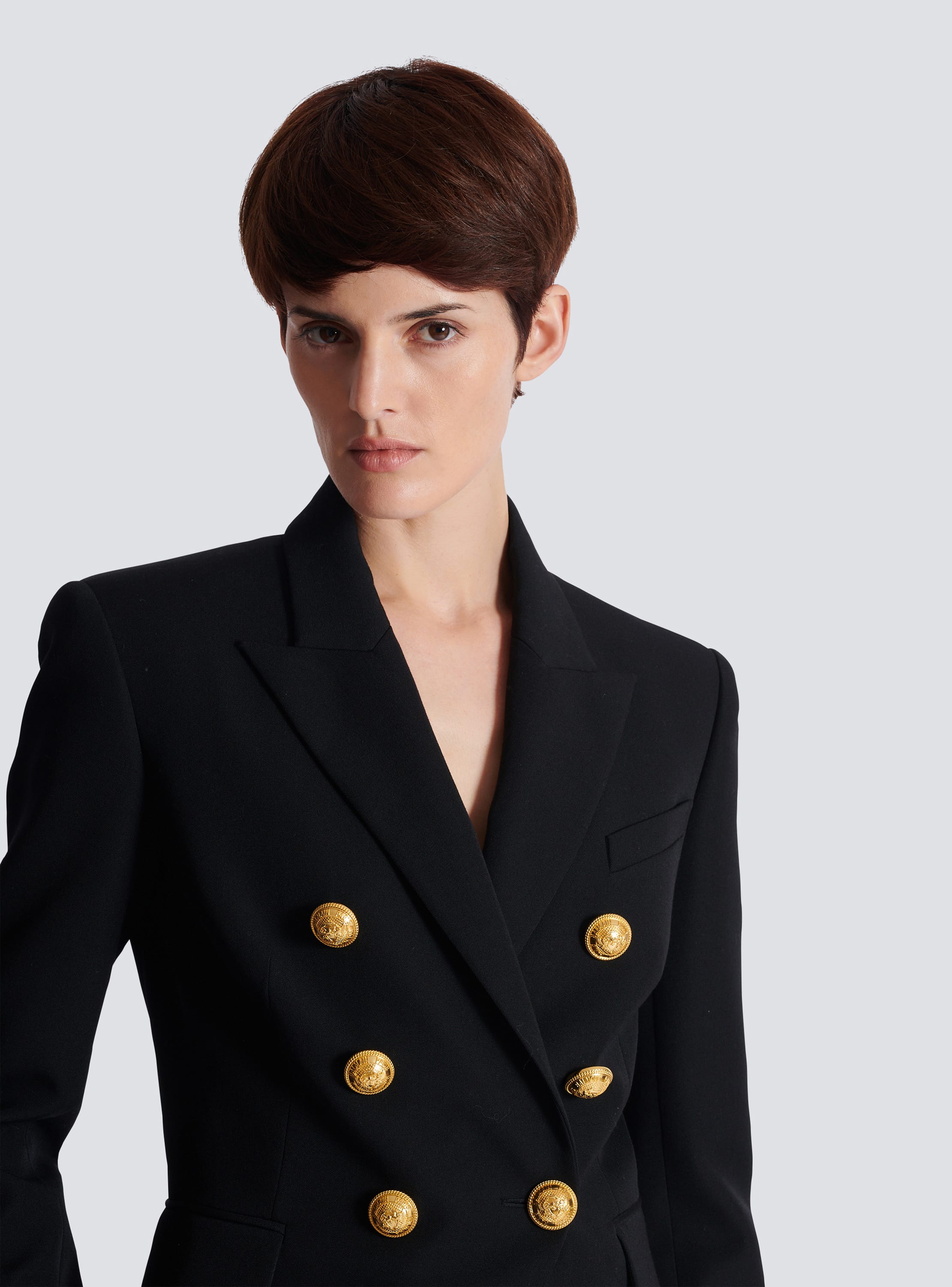 Grain de poudre 6 button jacket black Women BALMAIN