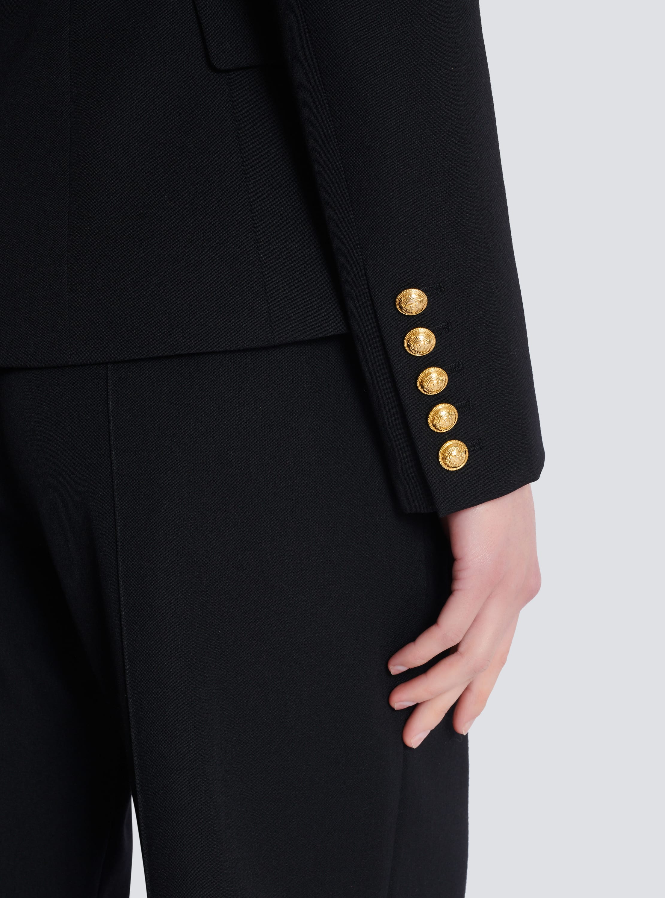 Grain de poudre 6 button jacket black Women BALMAIN