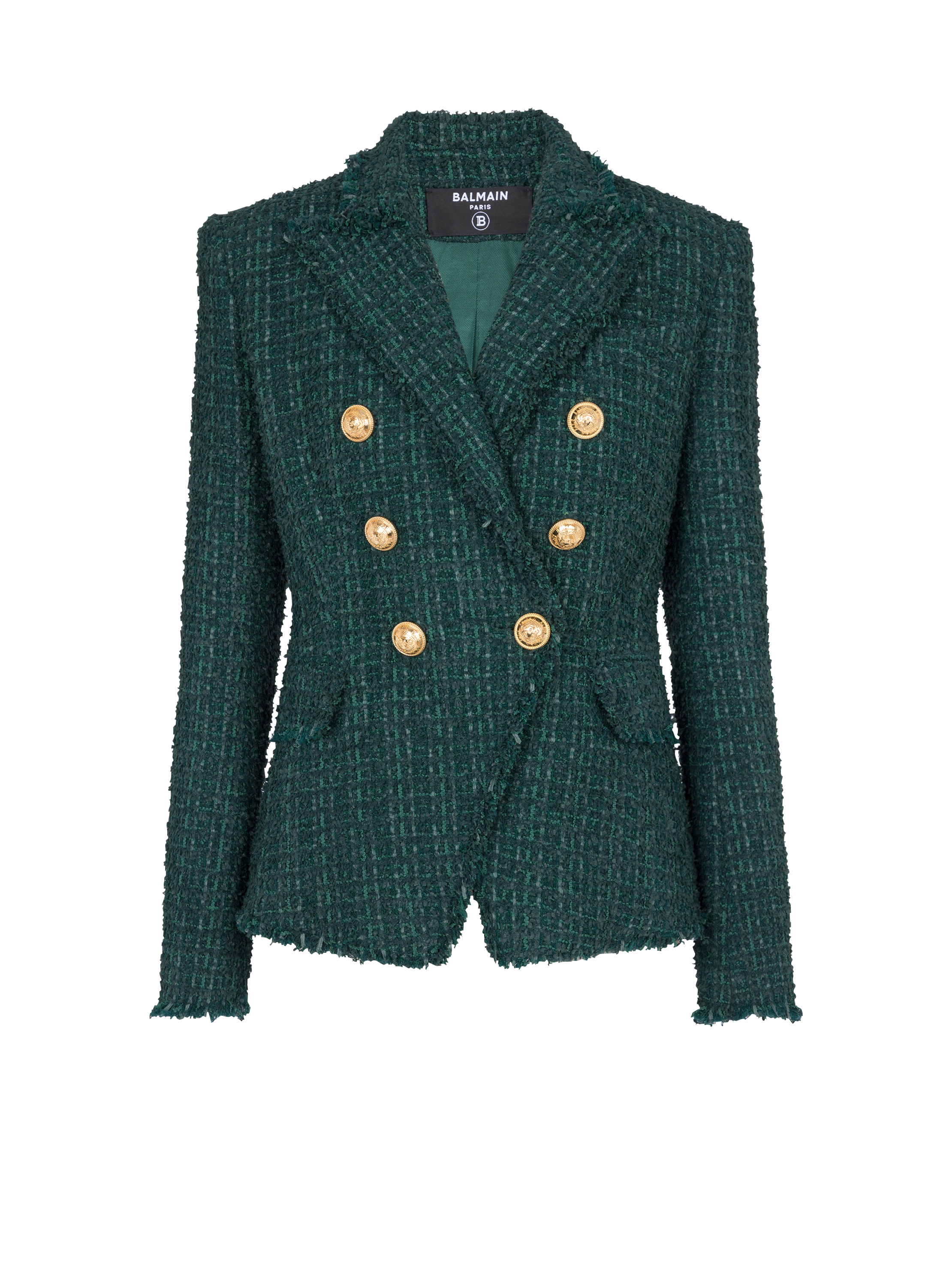 6-button tweed jacket green - Women | BALMAIN