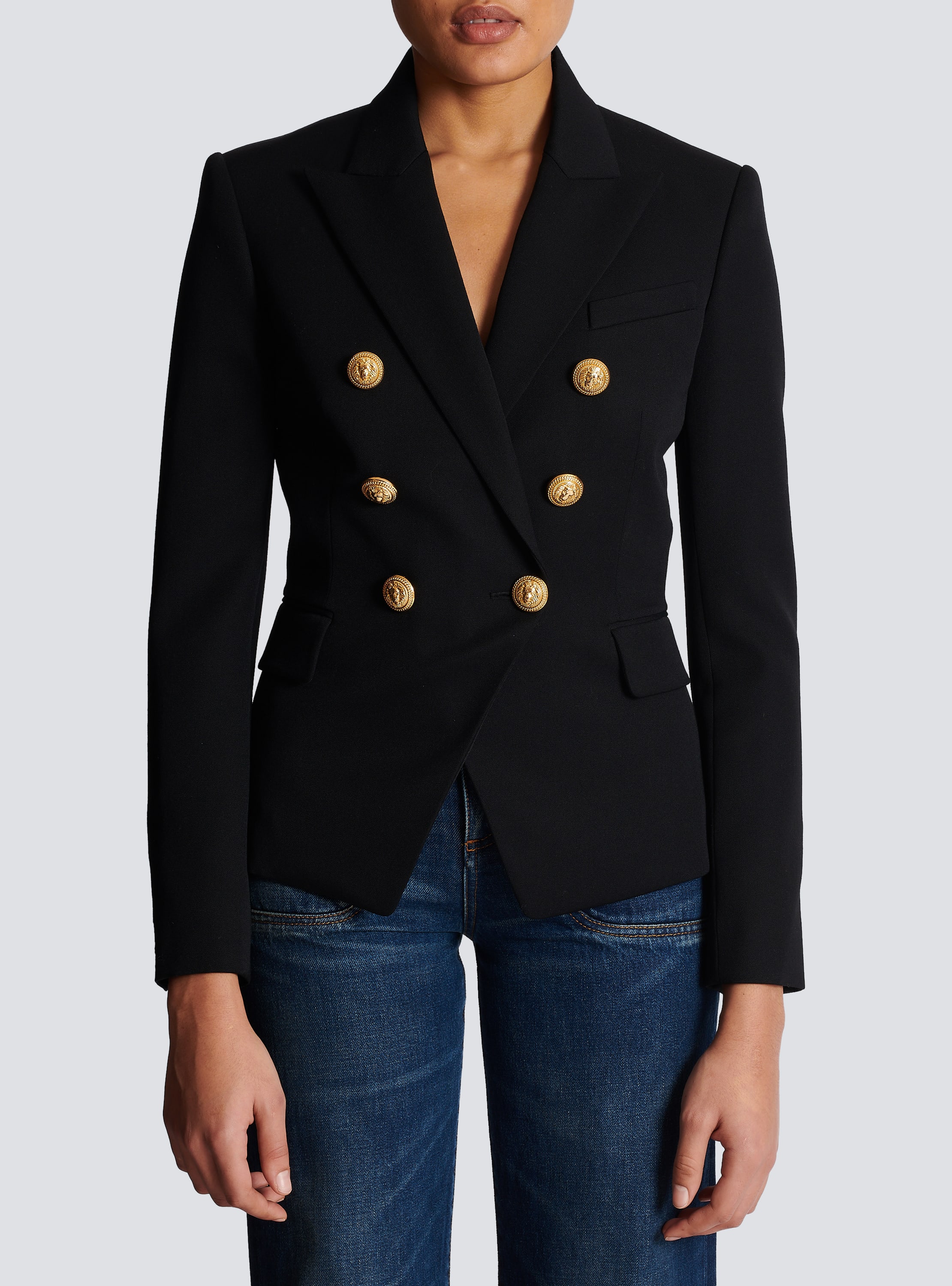 Balmain black wool on sale blazer