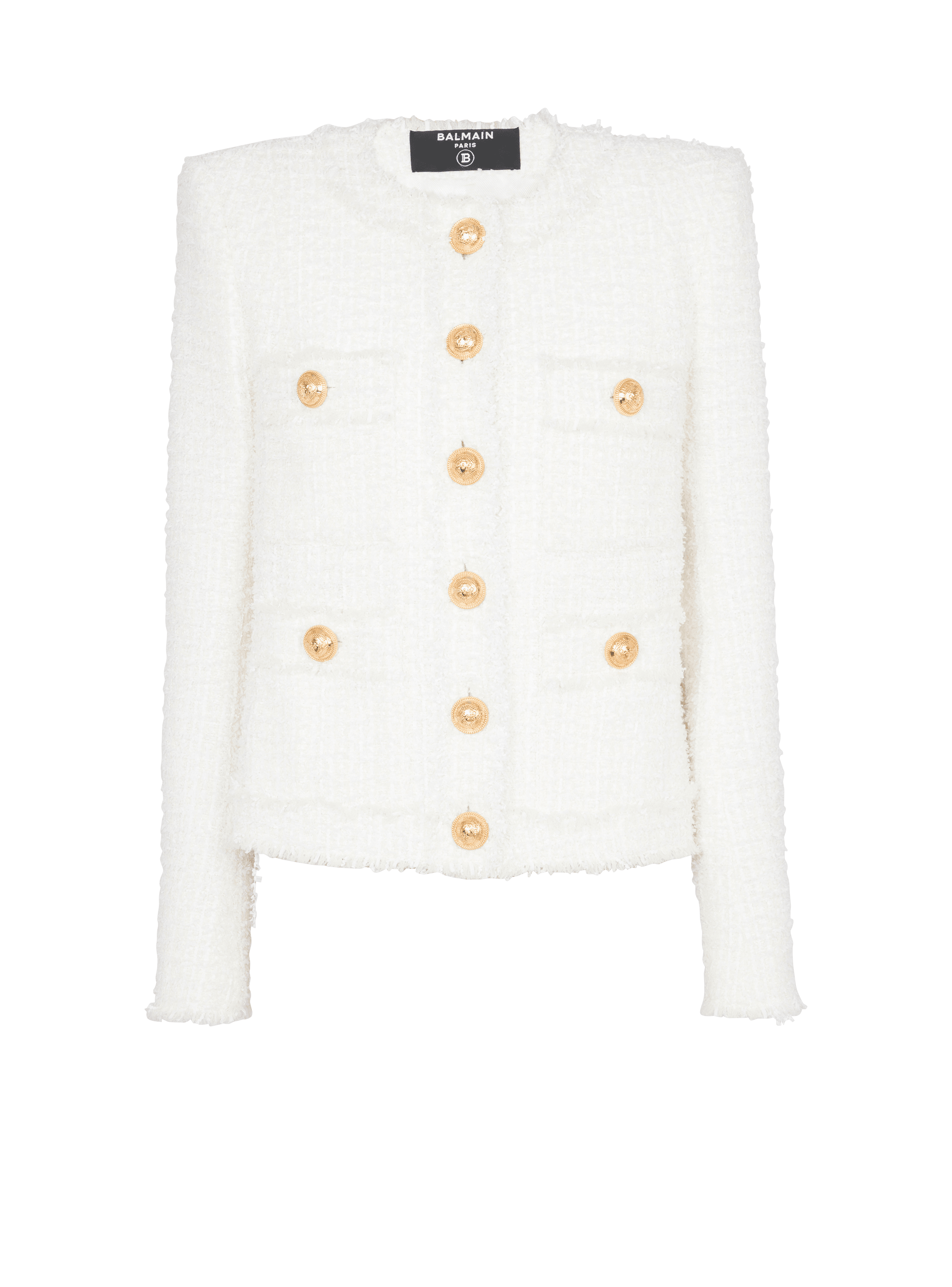 Chaqueta tweed blanca demin