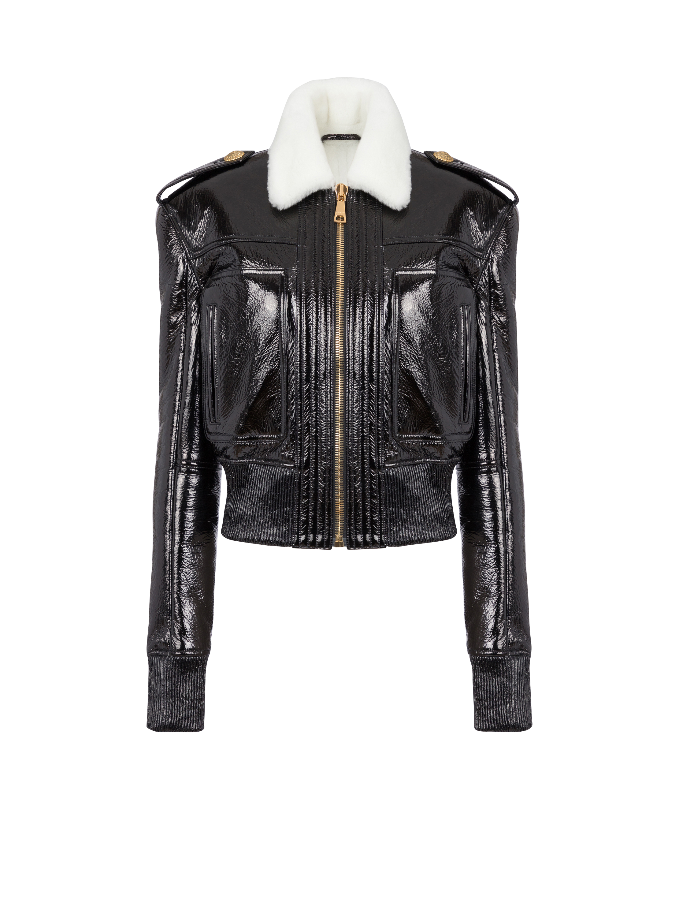 Black patent leather outlet jacket womens