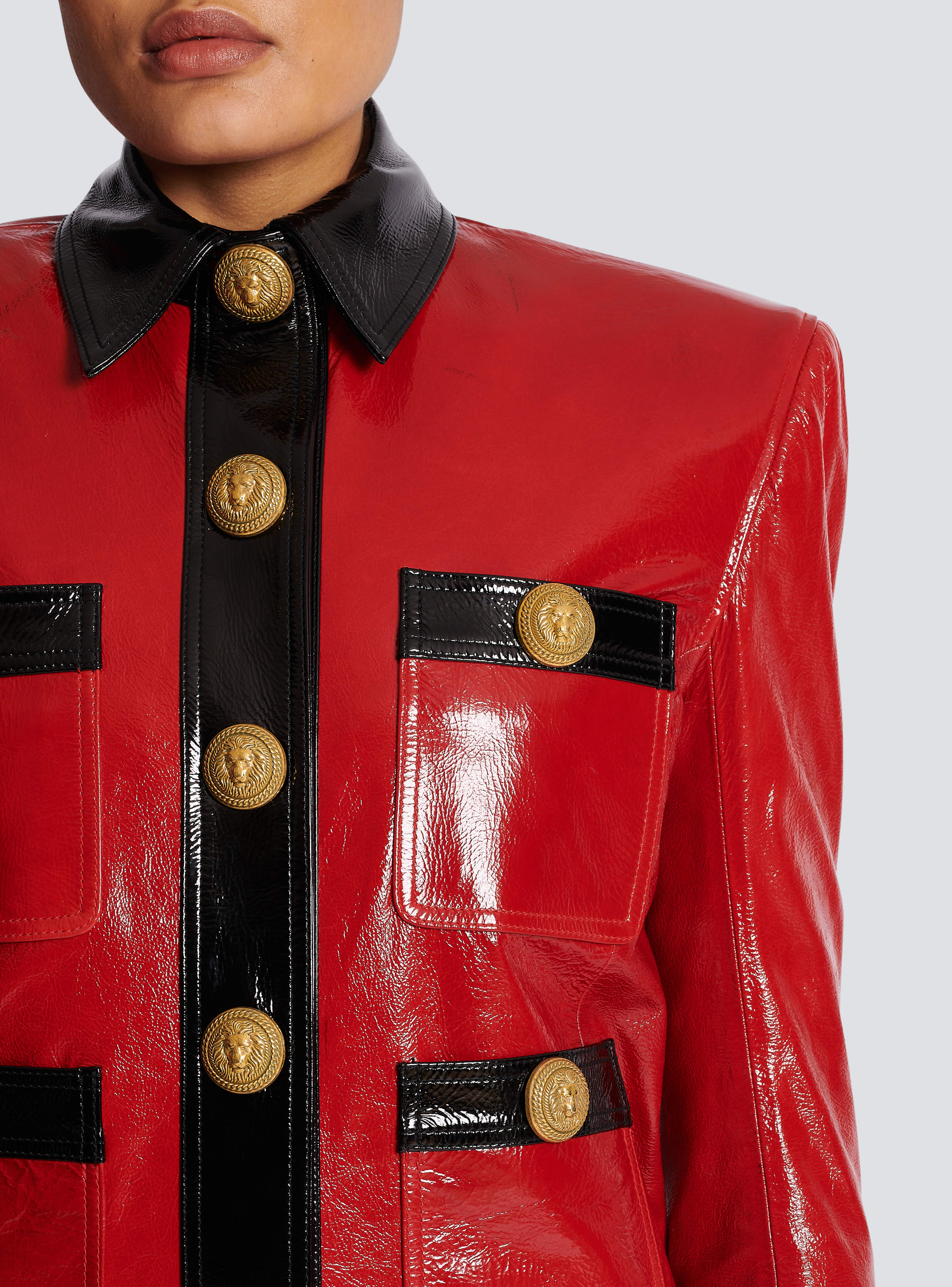 Two-tone patent jacket red - Women BALMAIN