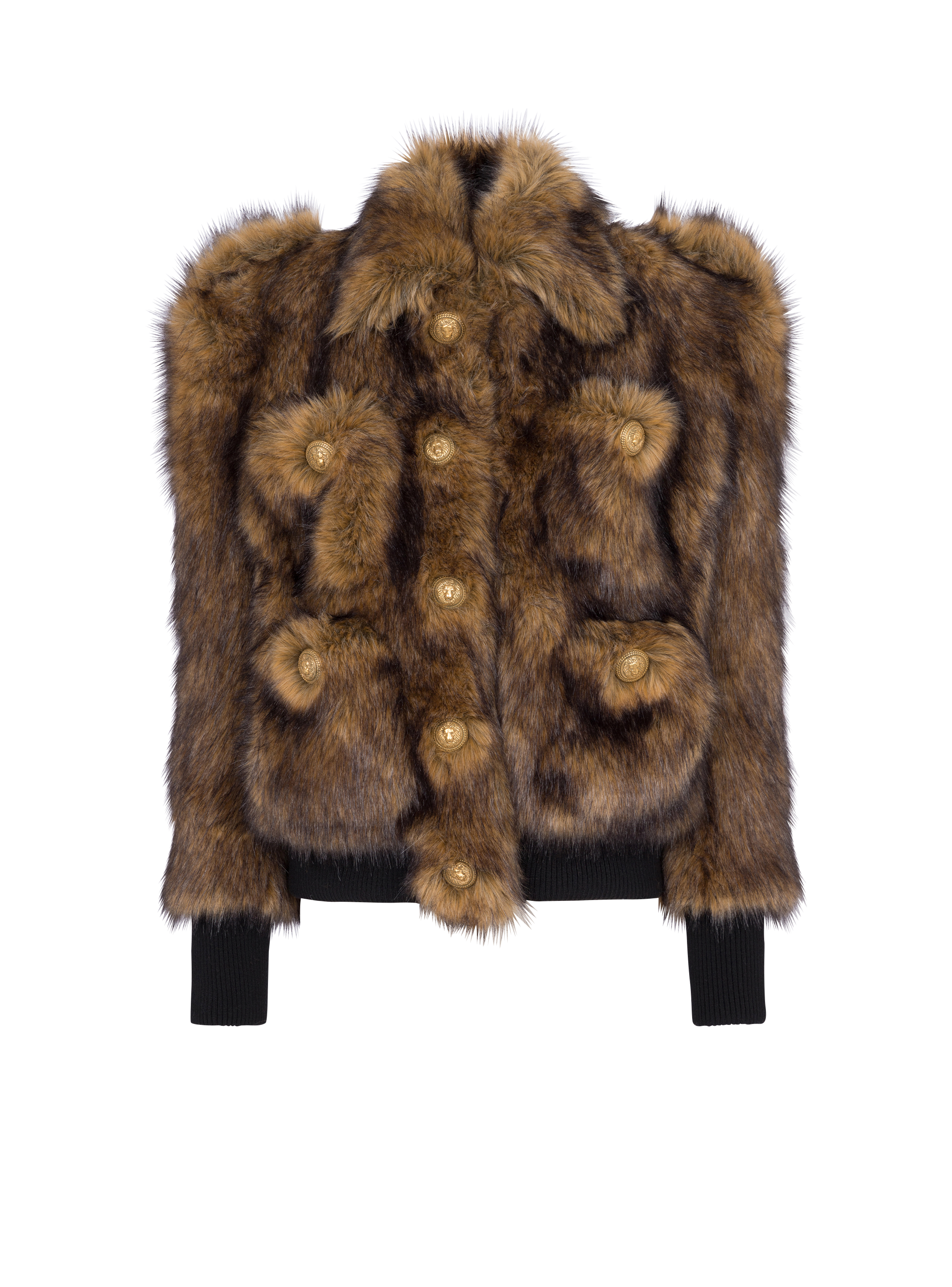 RFNIU Womens Luxury Faux Fur Coat Trendy Brown Lapel Thick Fluffy