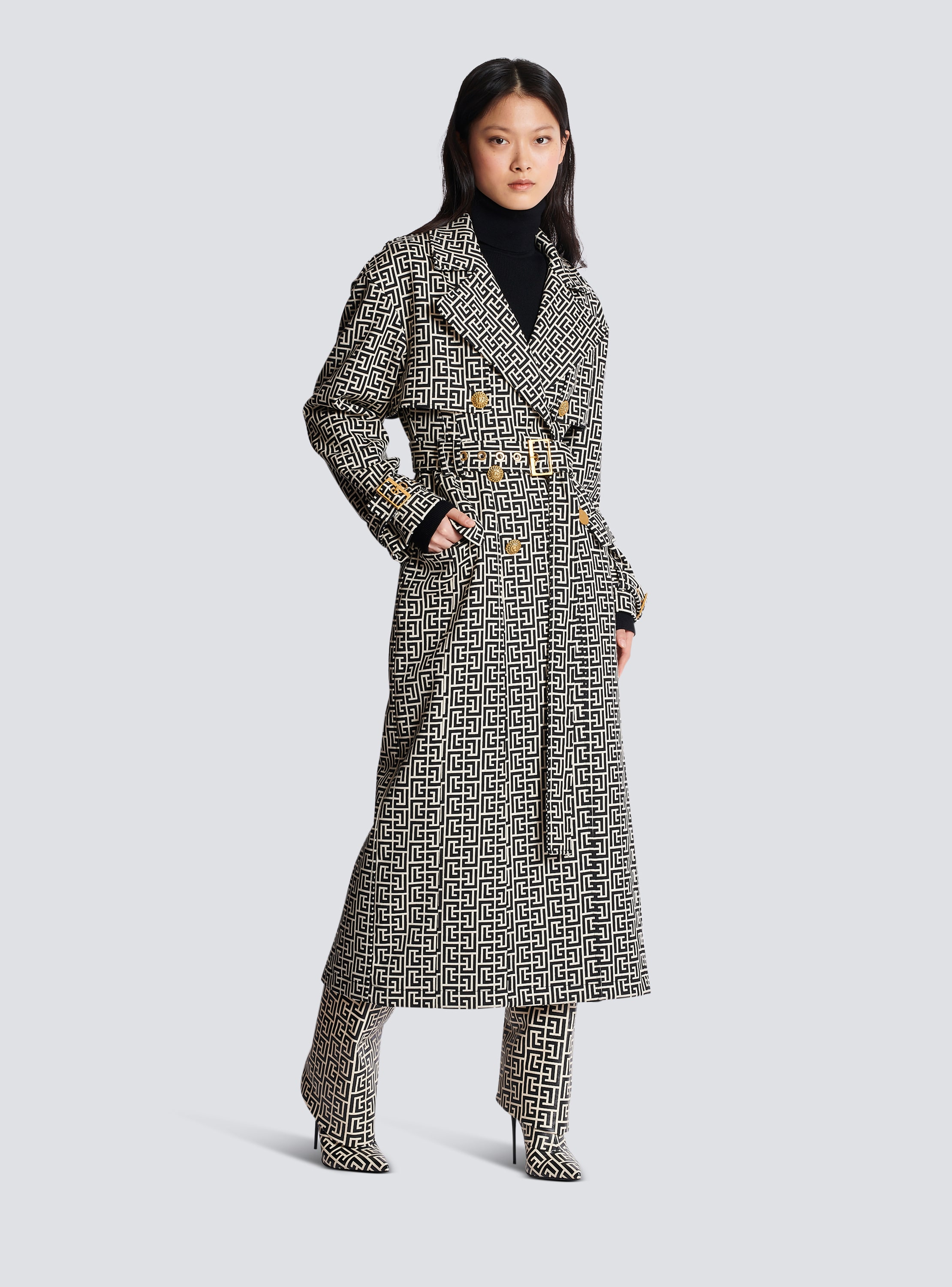 Balmain Monogrammed trench coat, Women's Clothing