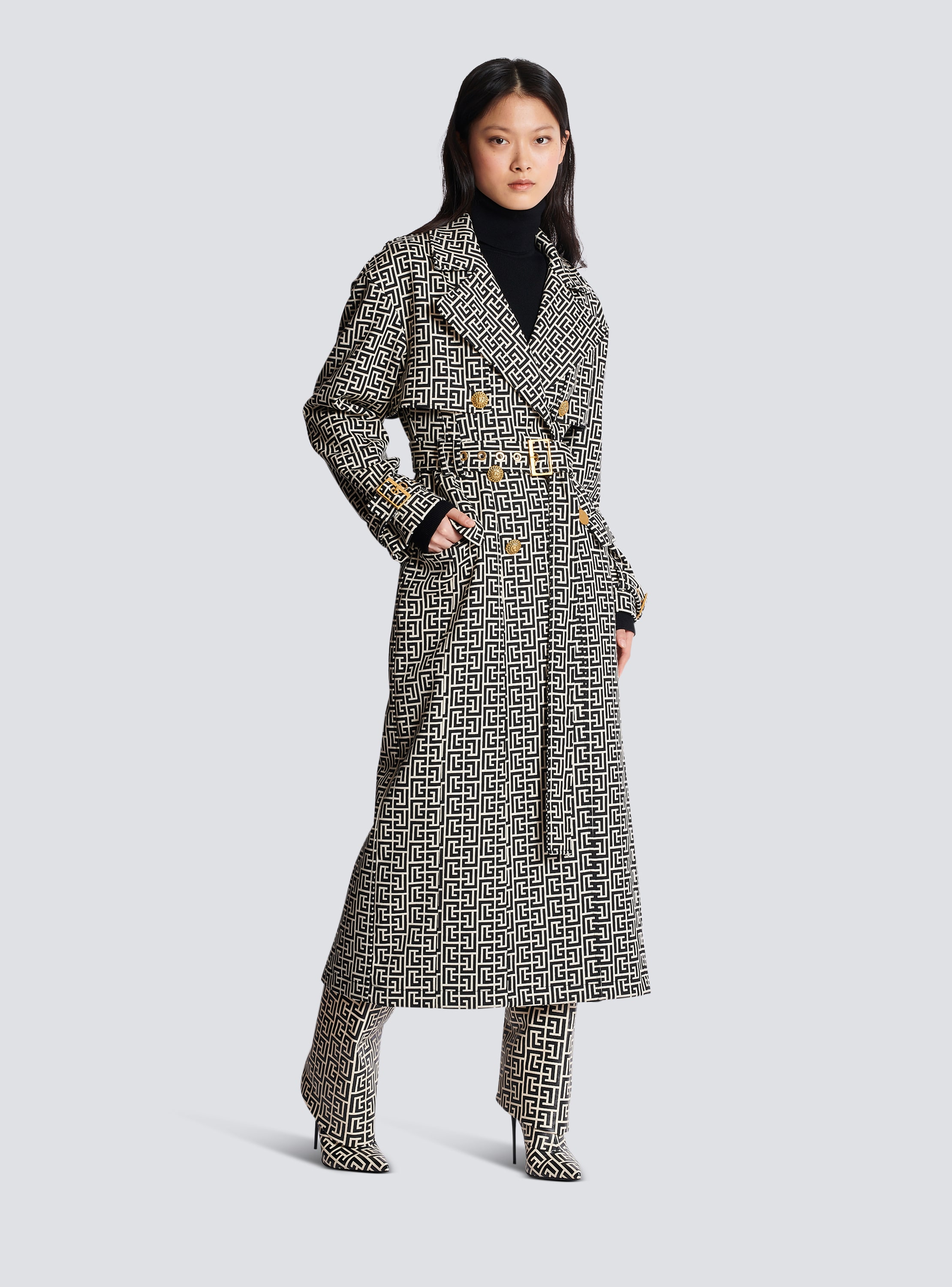 Balmain Monogrammed Trench Coat