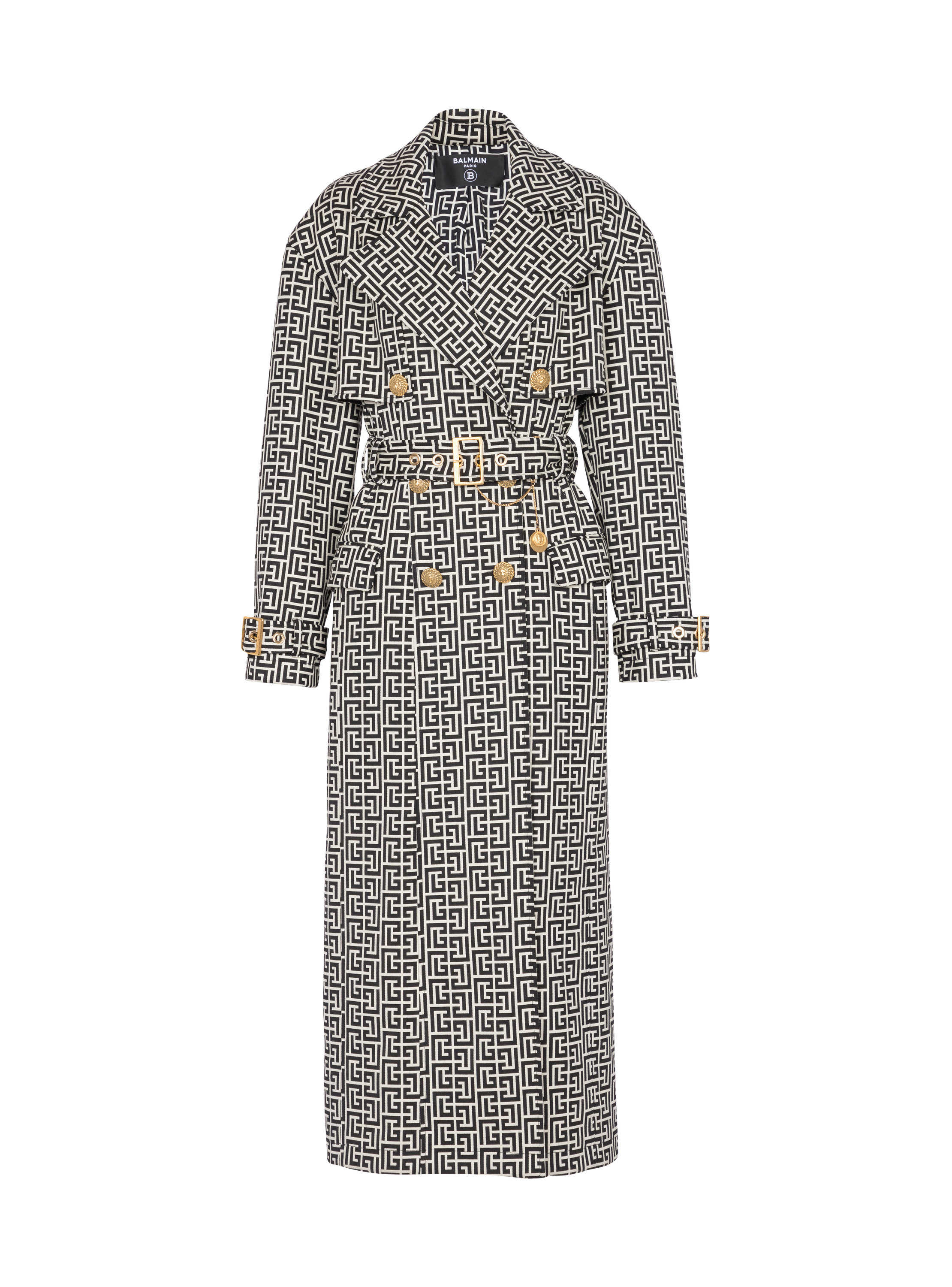 Balmain Monogram Pattern Trench Coat - Farfetch